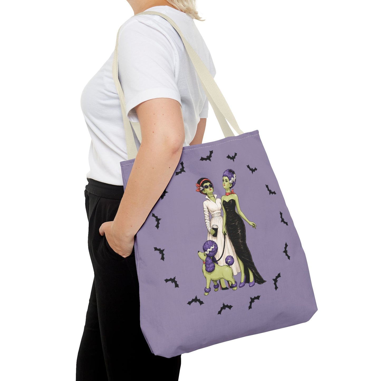 Gothic Brides Tote Bag — Retro Monster Dog Walk Design