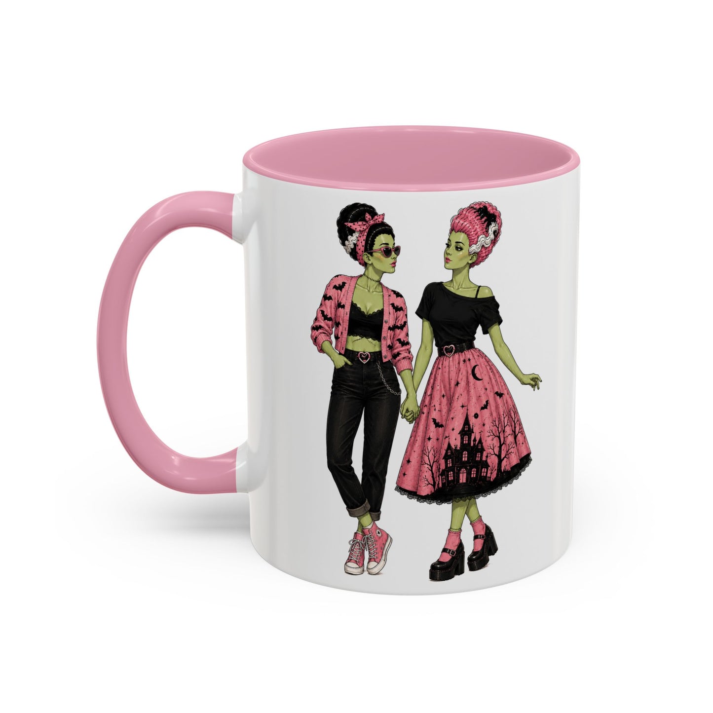 Pink Monster Brides Lesbian Couple Mug — 11 oz Coffee Cup