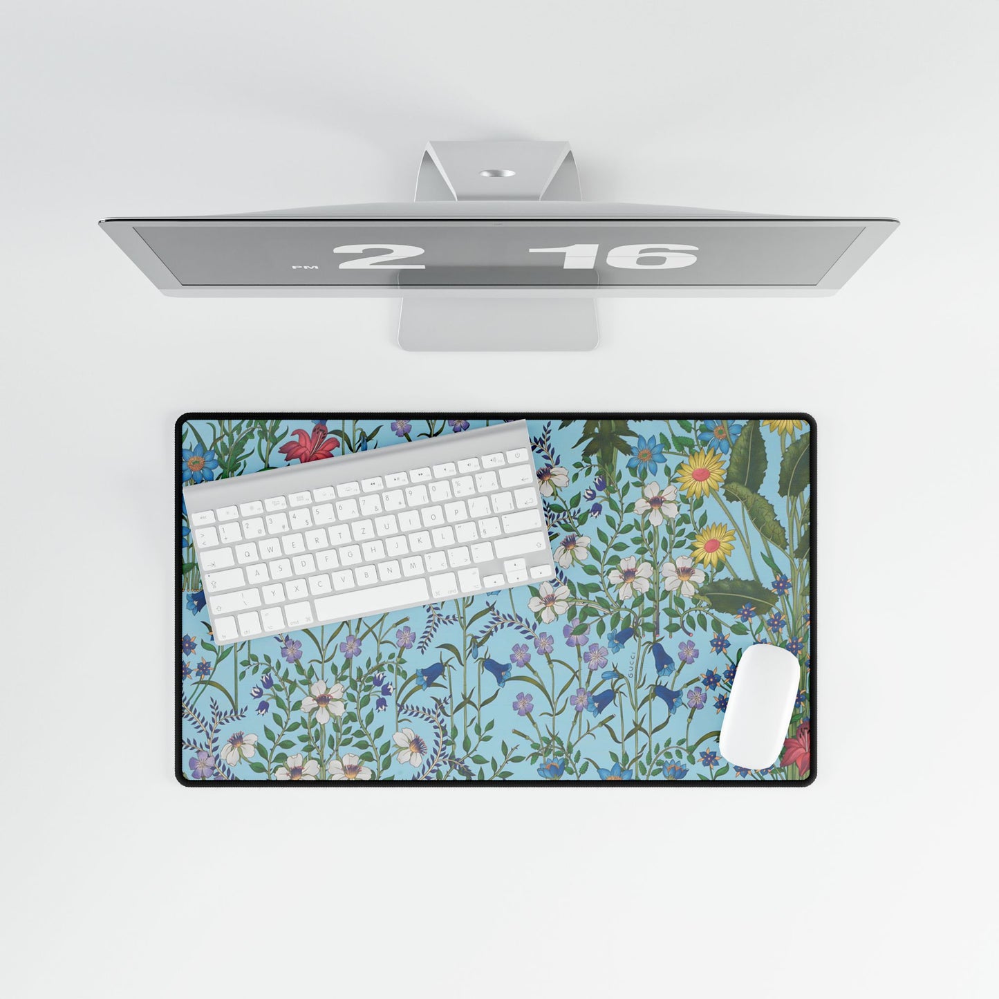 Floral Desk Mat - Nature-Inspired Workspace Decor "Flora Blue"