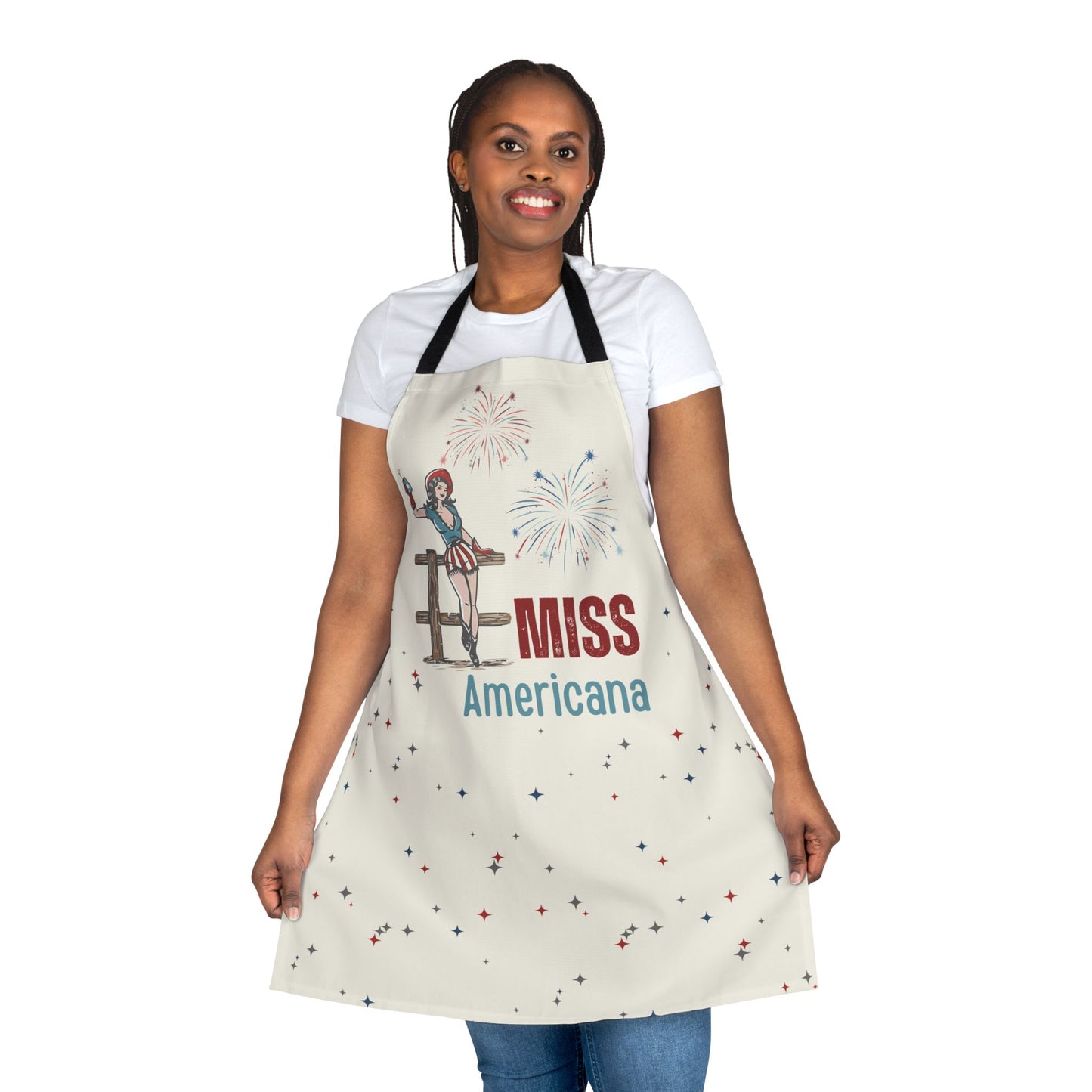 Patriotic Apron - Miss Americana, 4th of July Cooking Gift, Holiday BBQ Apron, Americana Kitchen Style, Baking, Grilling, Family Gatherings