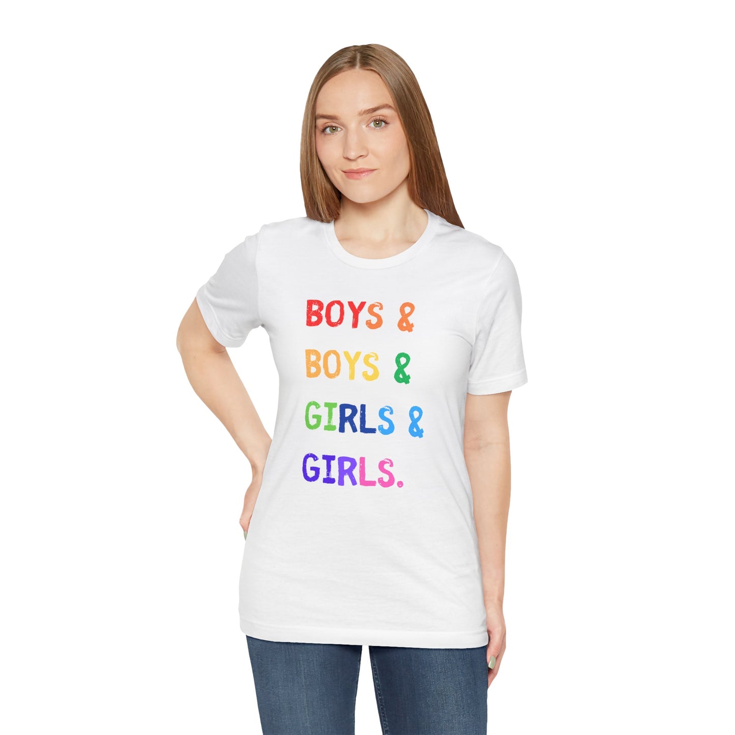 boys & boys & girls & girls - Unisex Rainbow Pride Tee - Celebrate Diversity & Inclusivity, LGBTQ+ Pride Shirt, Gender Neutral Fashion, Everyday Comfort
