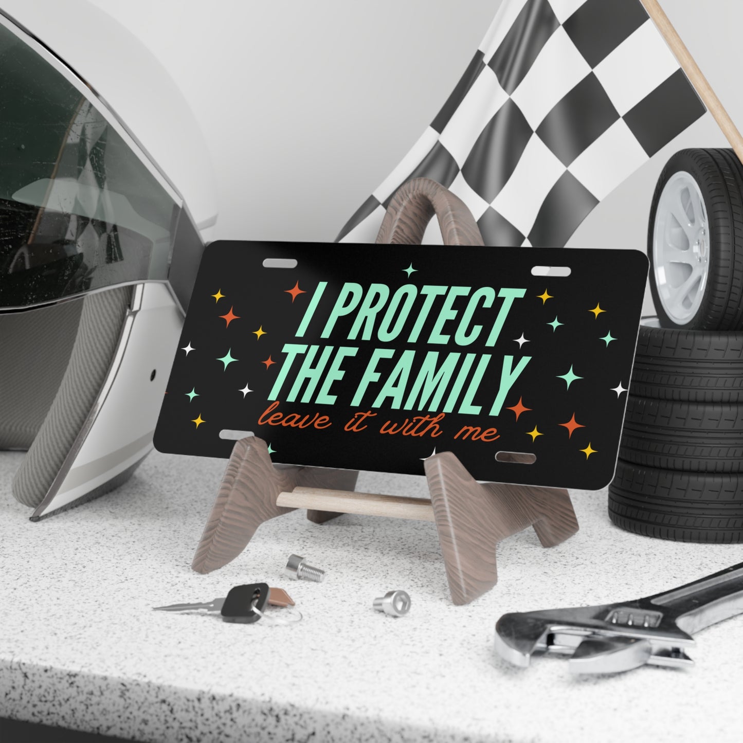Vanity Plate - "I Protect The Family" Decorative License Plate
