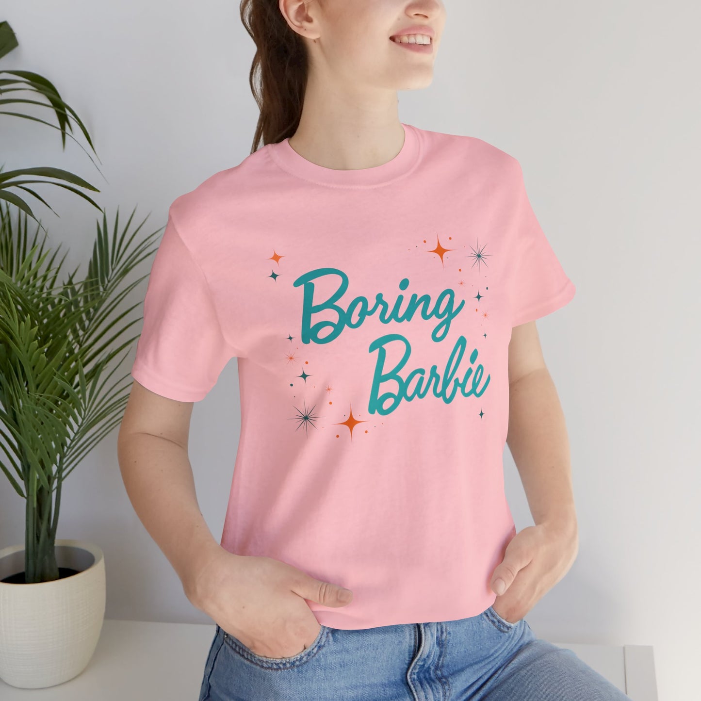 Boring Barbie with stars - Unisex Jersey Tee - Fun Casual Shirt, Gift for Barbie Fans, Summer Wardrobe Essential, Holiday Outfits, Birthday Present