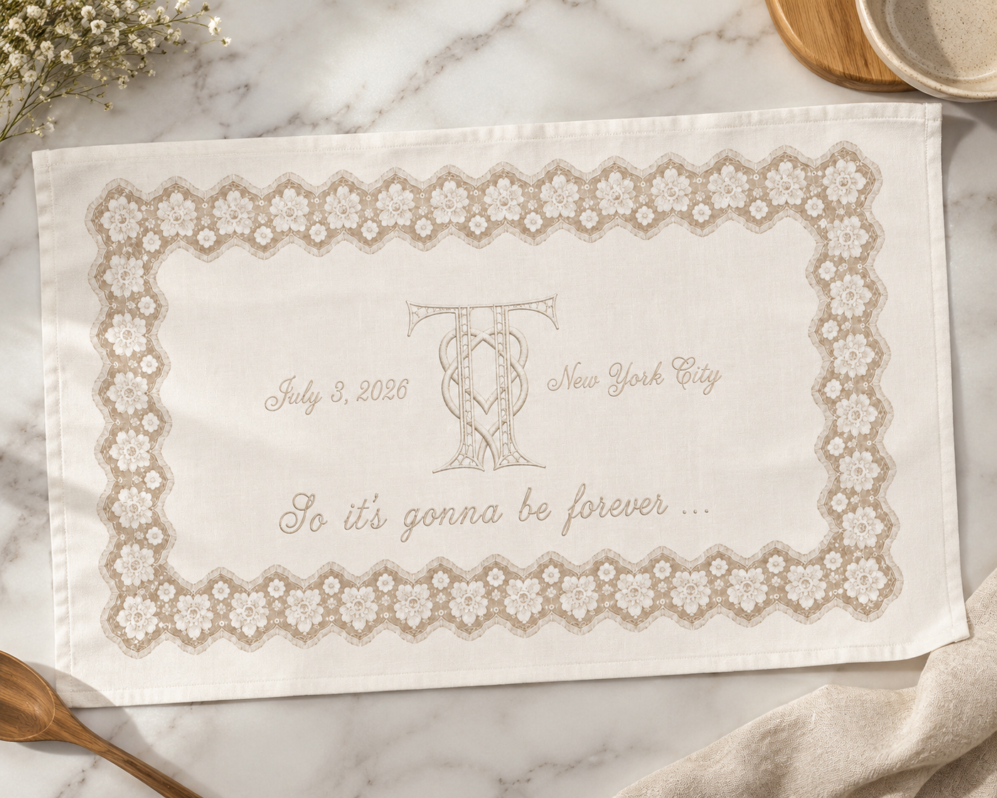 Vintage Lace Monogram Tea Towel – T&T