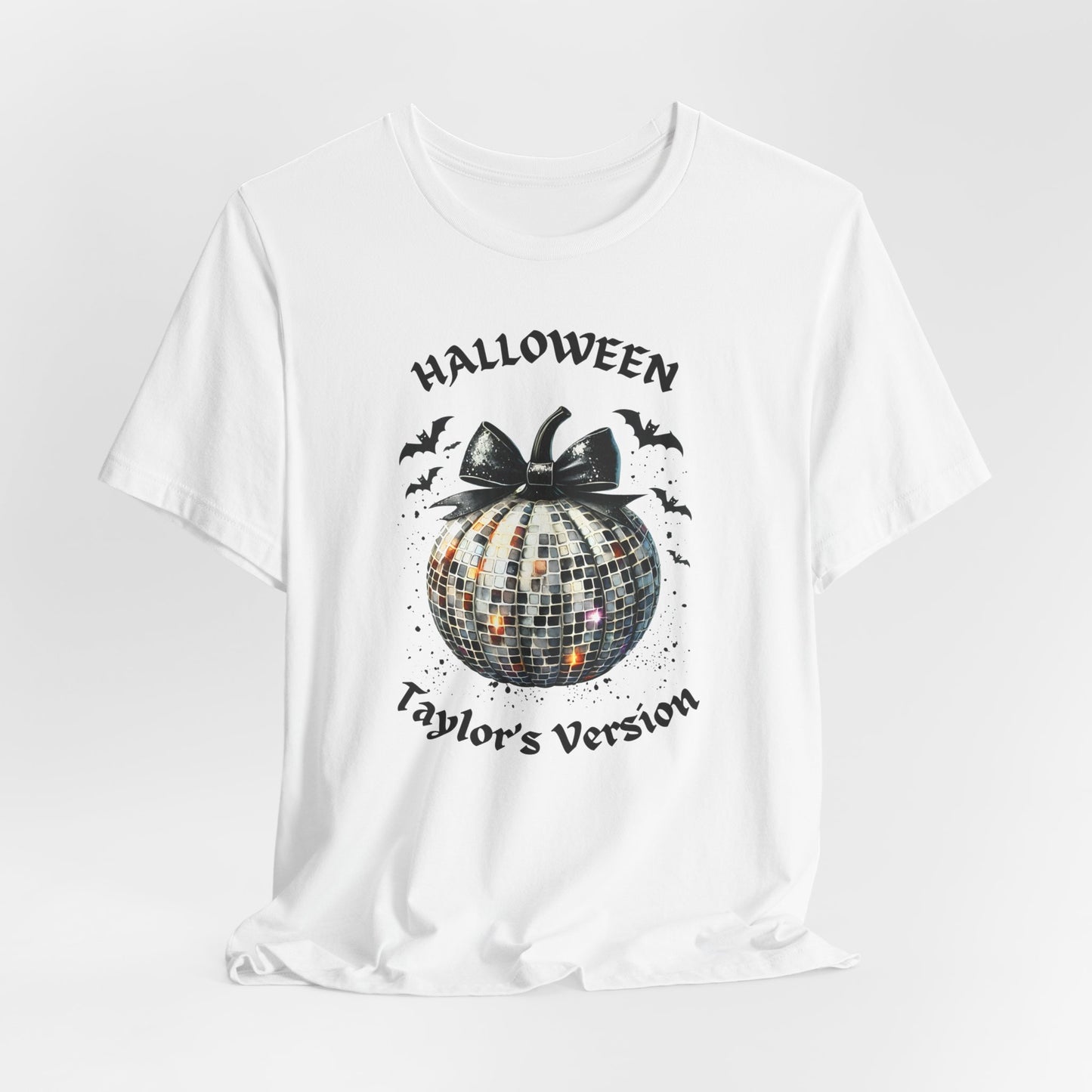 Halloween - TV - Black Disco Ball Pumpkin - Bats - Swiftie Halloween - Unisex Jersey Short Sleeve Tee