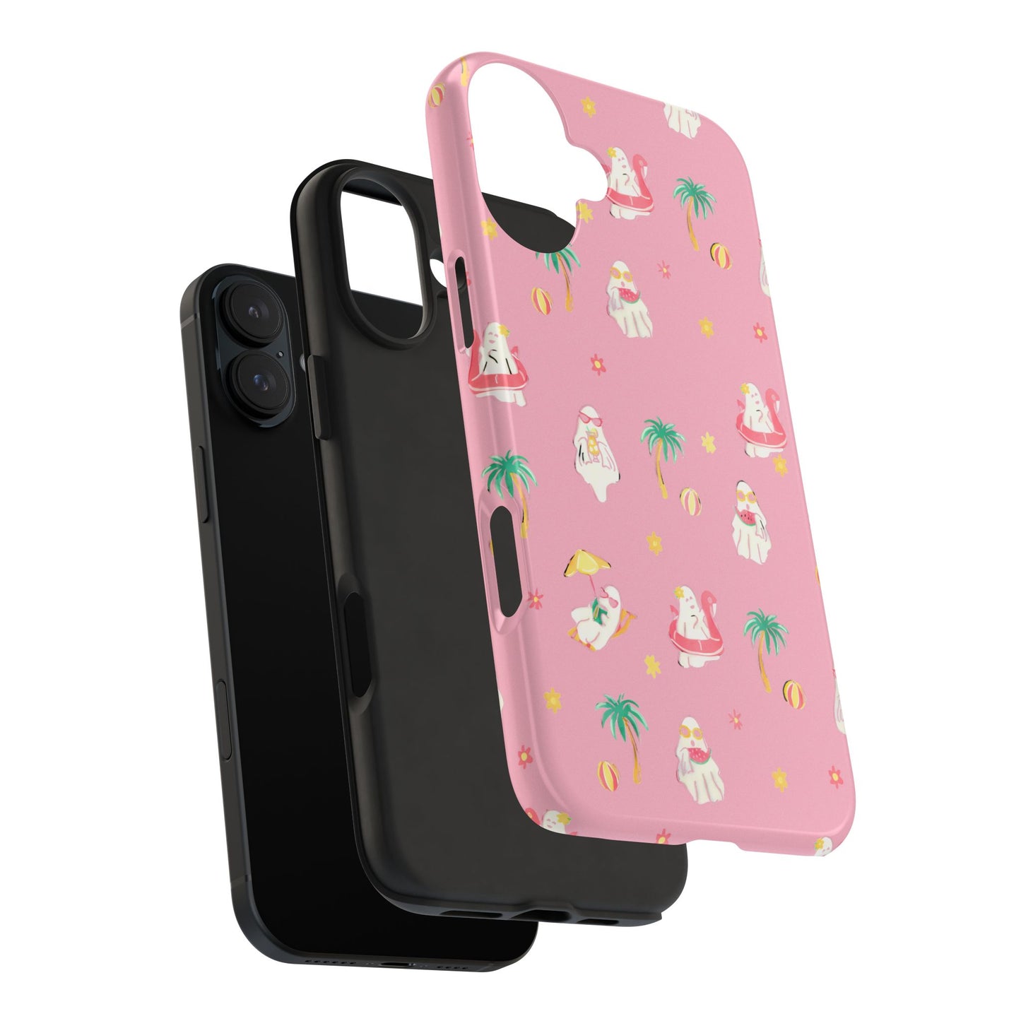 Pink Summerween Phone Cases with Ghosties - Fun Vacation Accessories, Cute Gift for Beach Lovers, Phone Covers, Summer Essentials