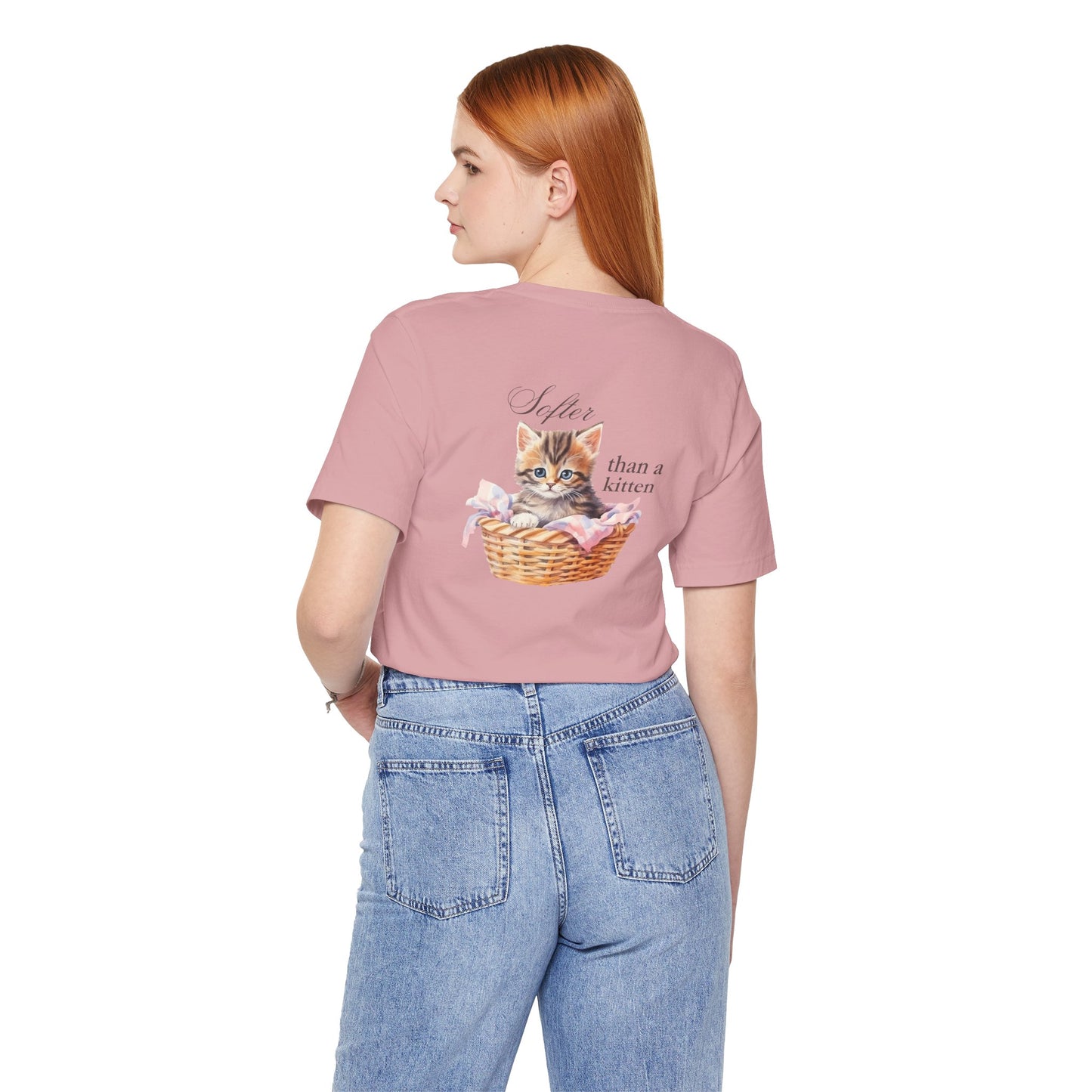 Sweeter than a Peach, Softer than a Kitten - Bella Canvas Unisex Jersey T-Shirt | Graphic Tee for Cat Lovers, Gifts for Her, Birthday Present, Casual Wear, Peach and Kitten Designs