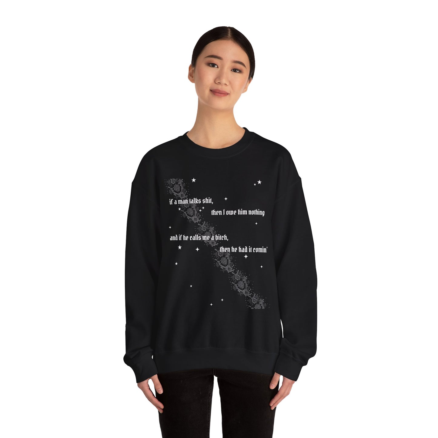he had it comin' snake print Crewneck Sweatshirt