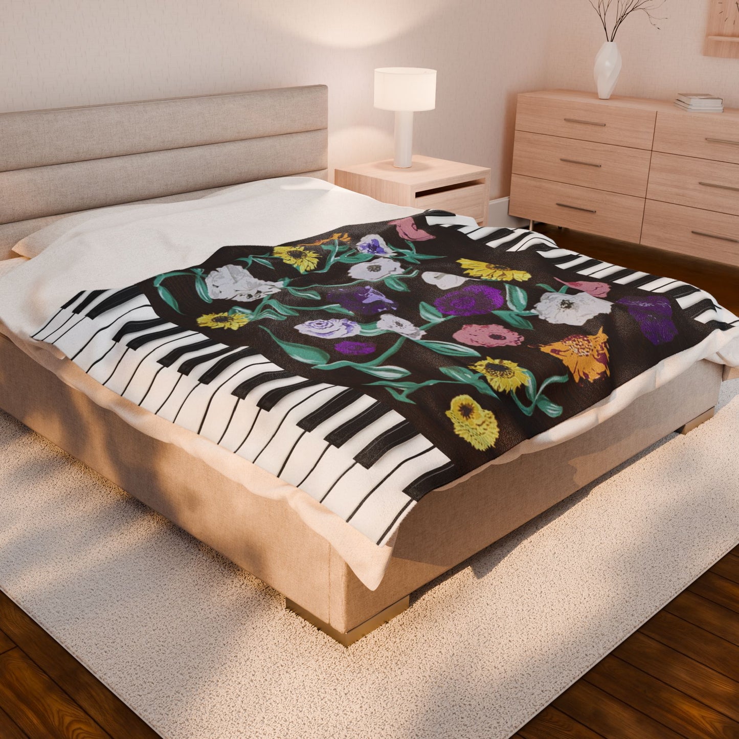 The Acoustic Flower Piano - Velveteen Plush Blanket