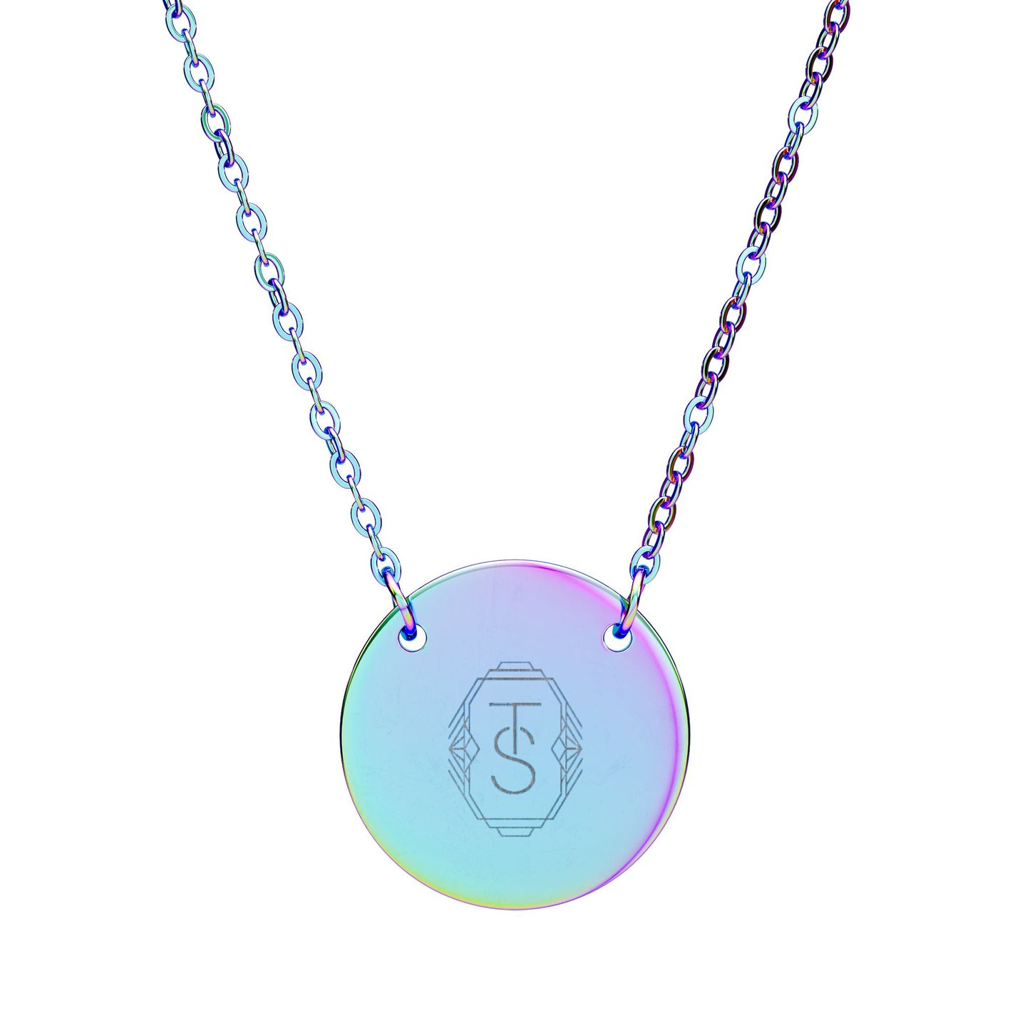TS Engraved Circle Necklace