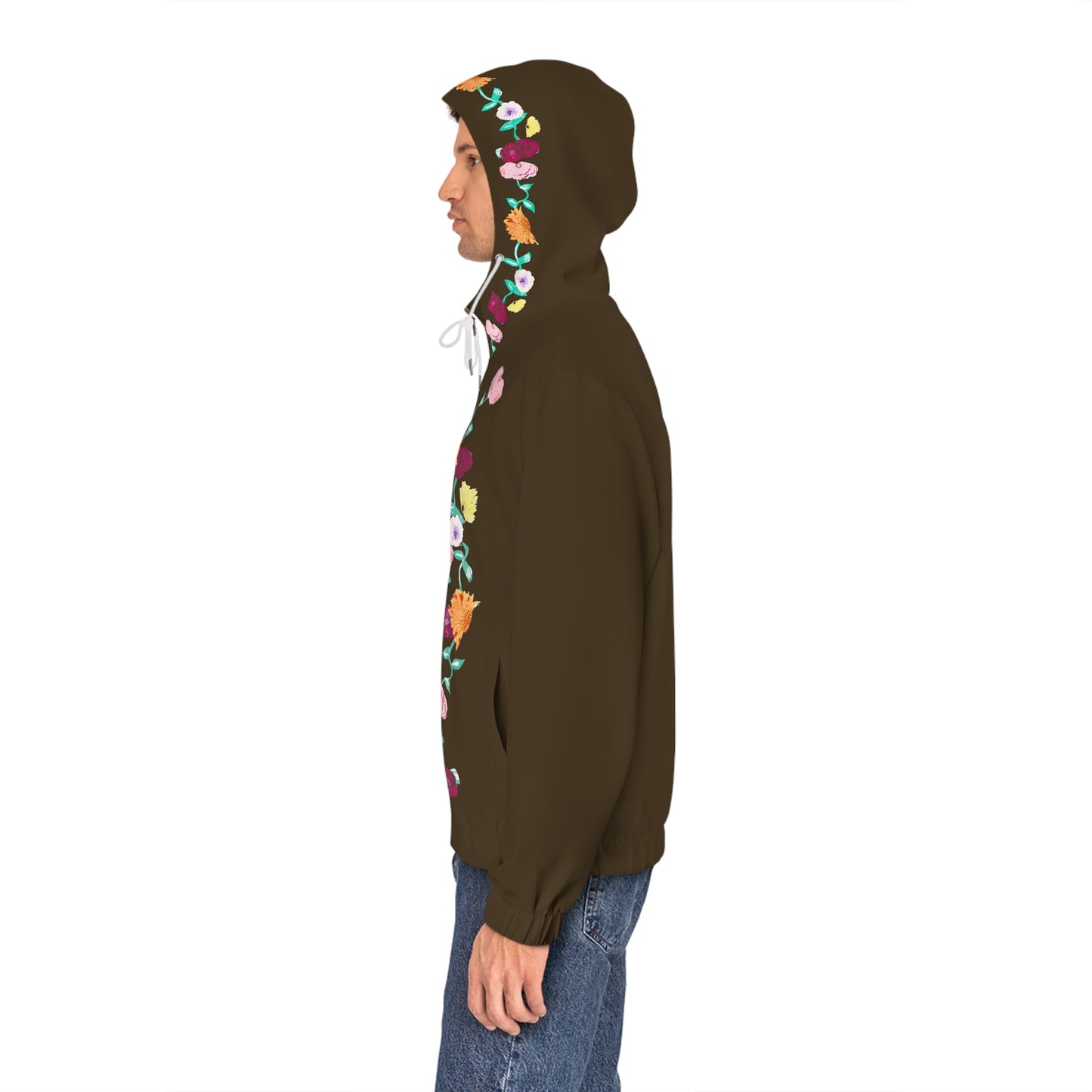 Acoustic Piano Unisex Full‑Zip Hoodie — Brown Garden Motif