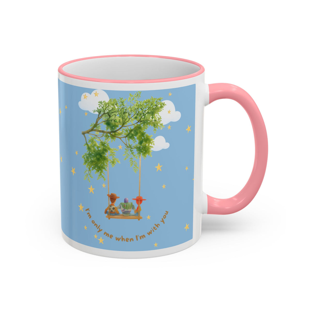 I'm only me when I'm with you Mug — Whimsical Tree, Stars & Clouds Accent Rim