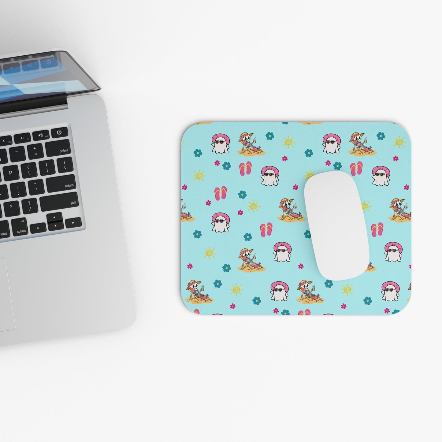 Aqua Summerween Mouse Pad | Cute Office Decor, Desk Accessory, Gift for Students, Nerdy Gift, Beach Vibes