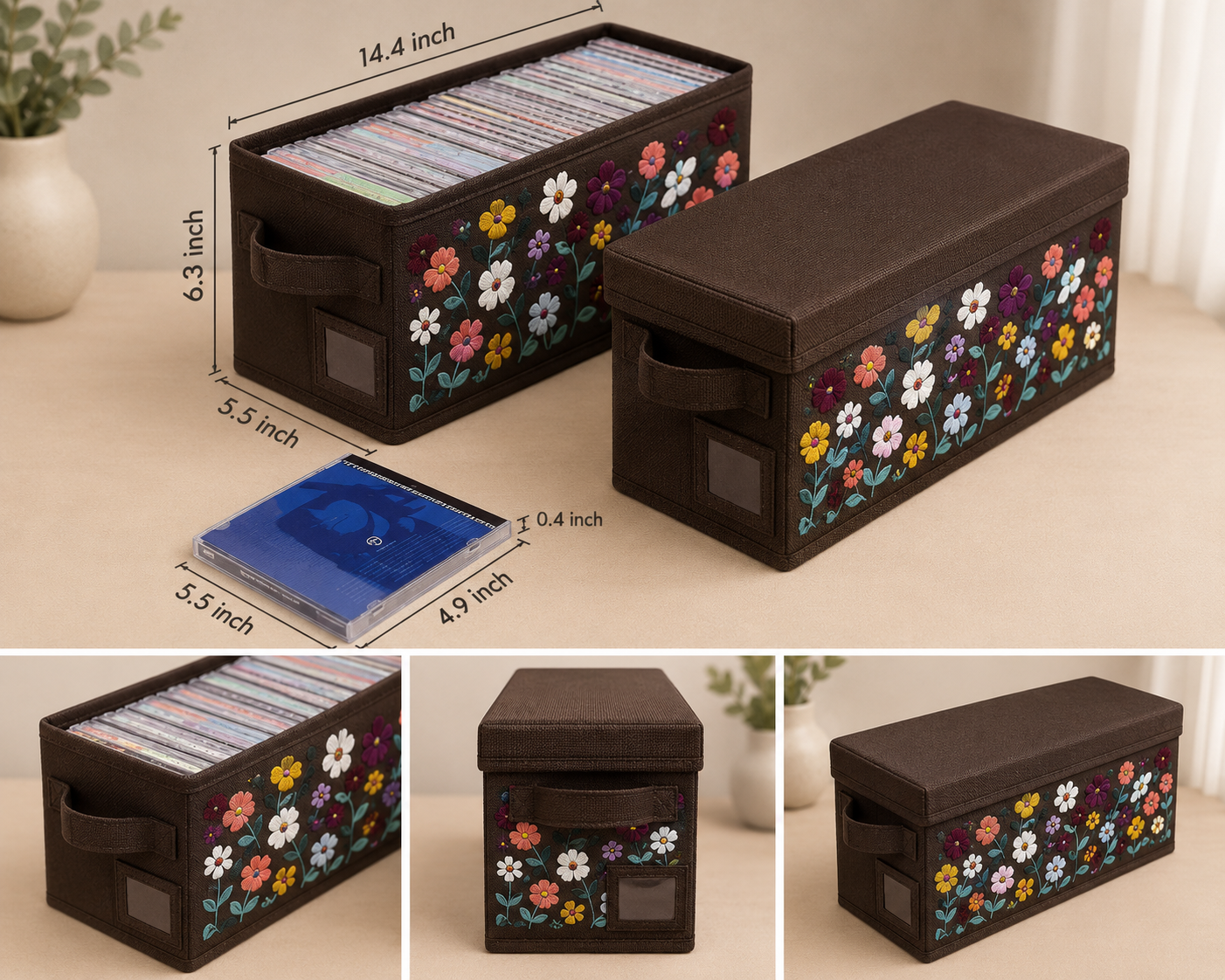 Acoustic Piano Floral CD Storage Case