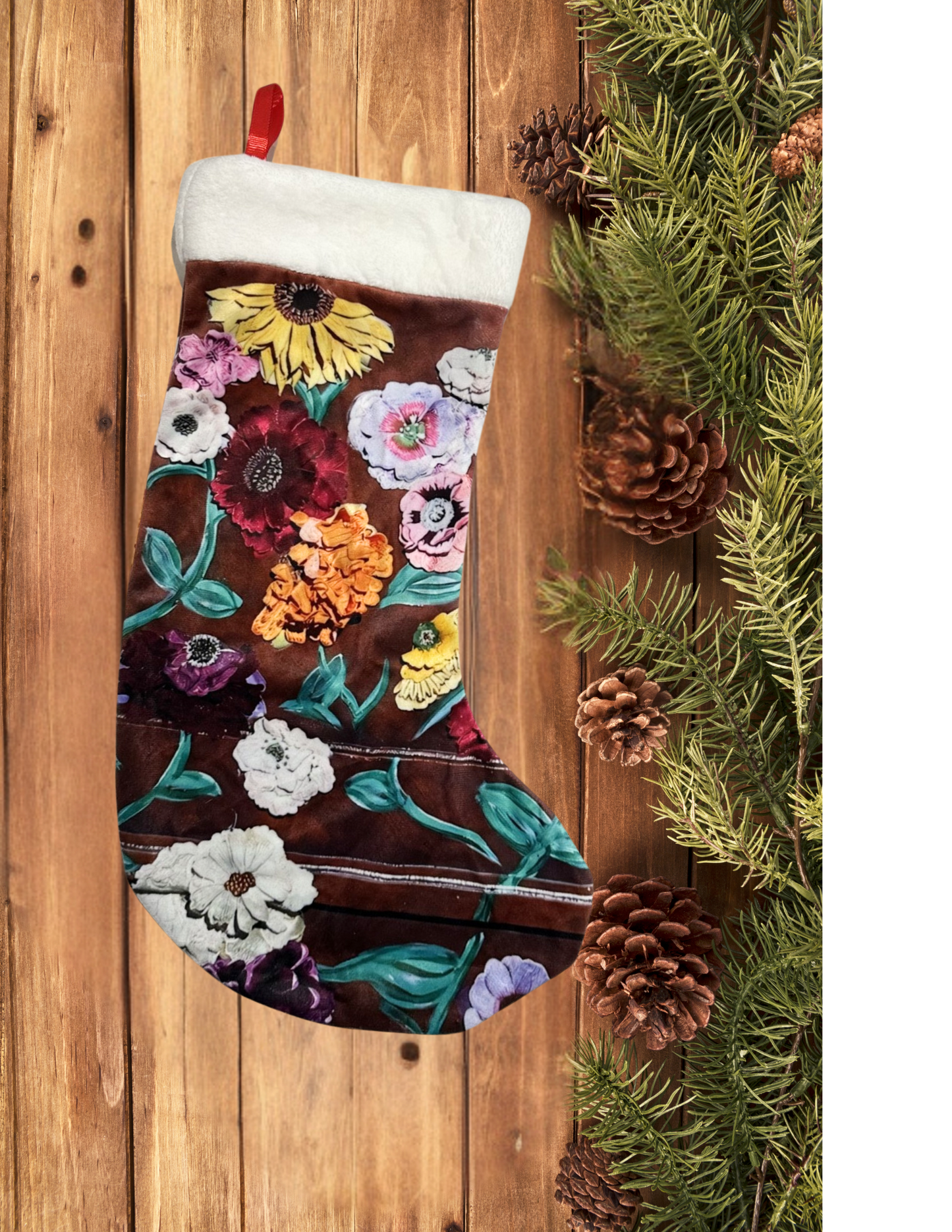 Eras Surprise Song Piano Floral Christmas Stocking