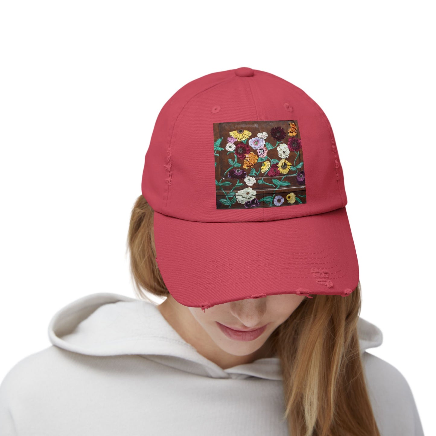 Surprise Song Floral Piano - Unisex Distressed Cap