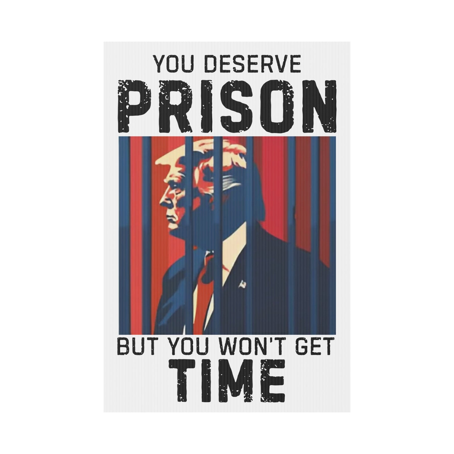 Political Yard Sign - "You Deserve Prison But You Won't Get Time", Home Decor, Garden Decor, Protest Sign, Election Campaign