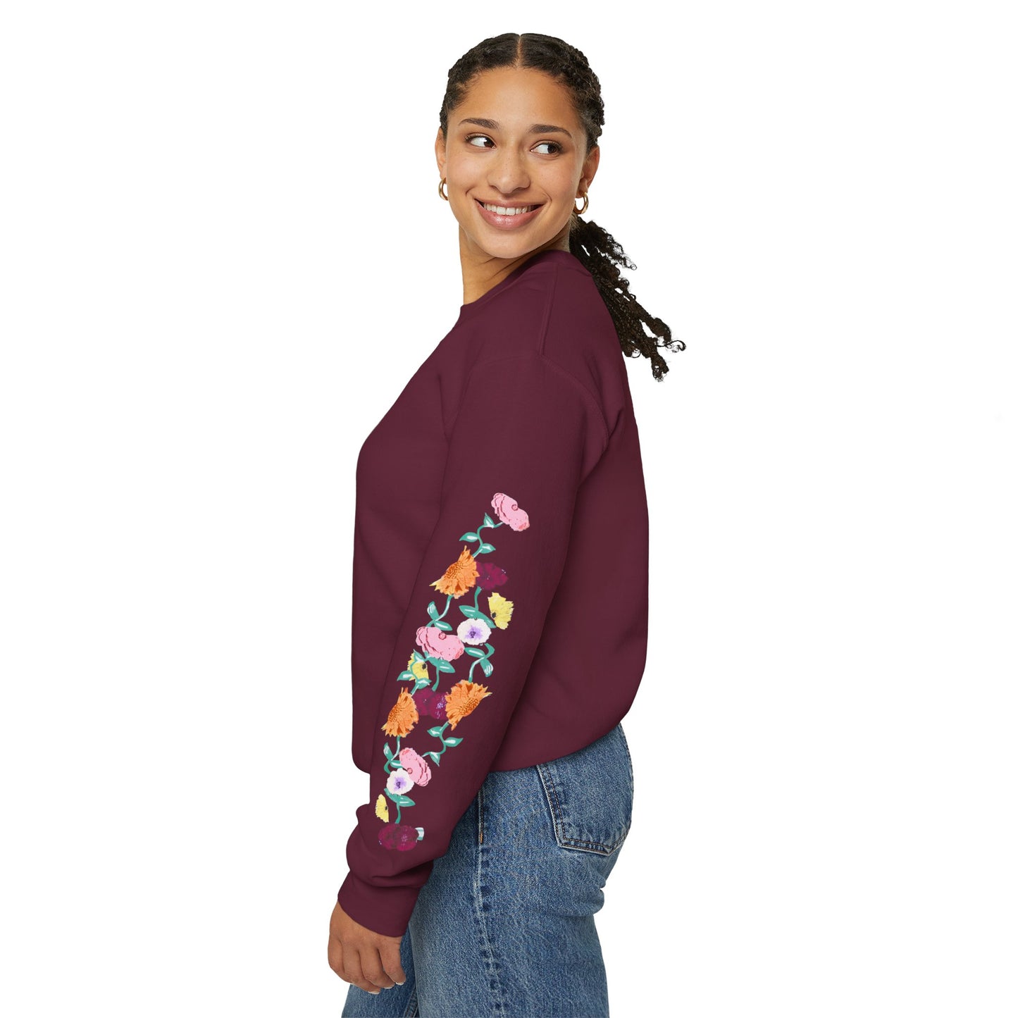 Acoustic Piano Floral Sleeve Crewneck Sweatshirt