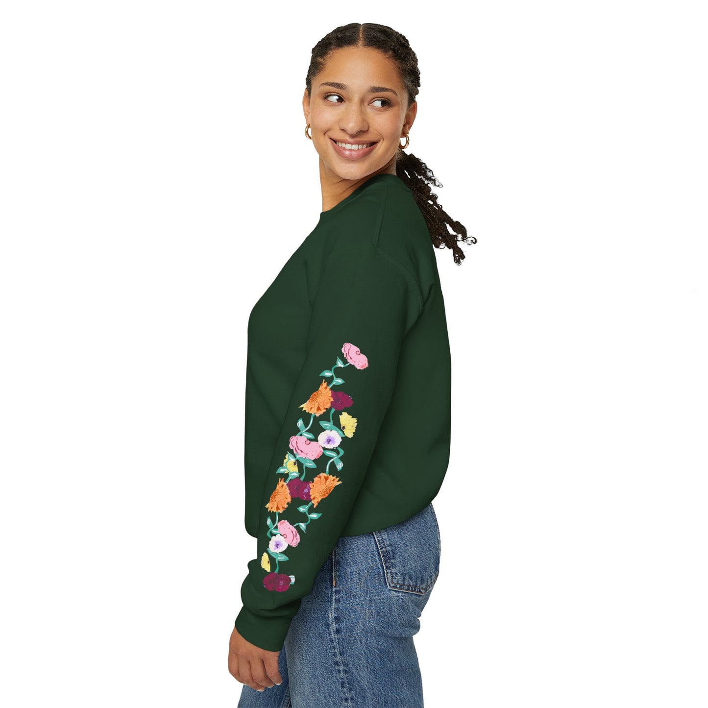 Acoustic Piano Floral Sleeve Crewneck Sweatshirt