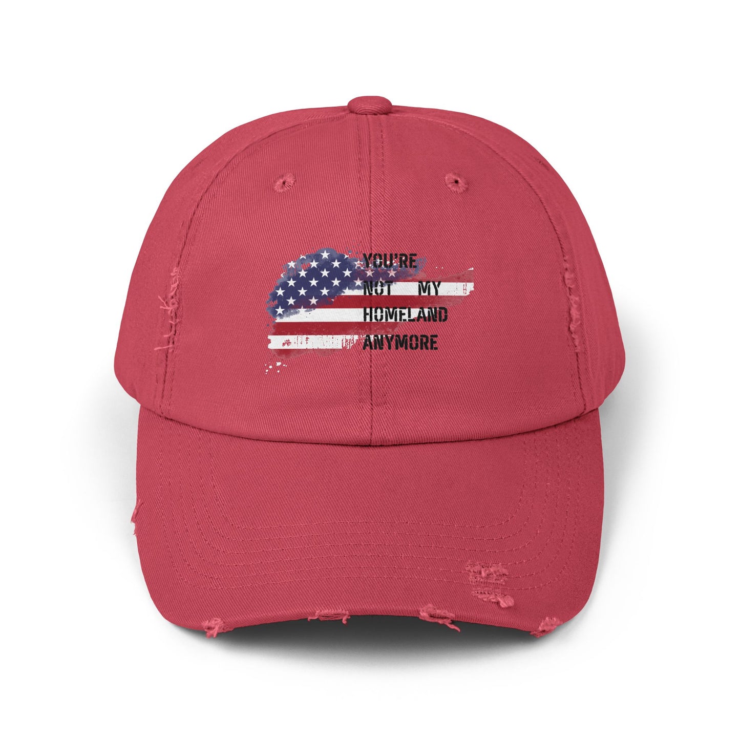 Not My Homeland Anymore Unisex Distressed Cap with American Flag Design, Casual Wear, Perfect for Protesting Events, Outdoor Adventures