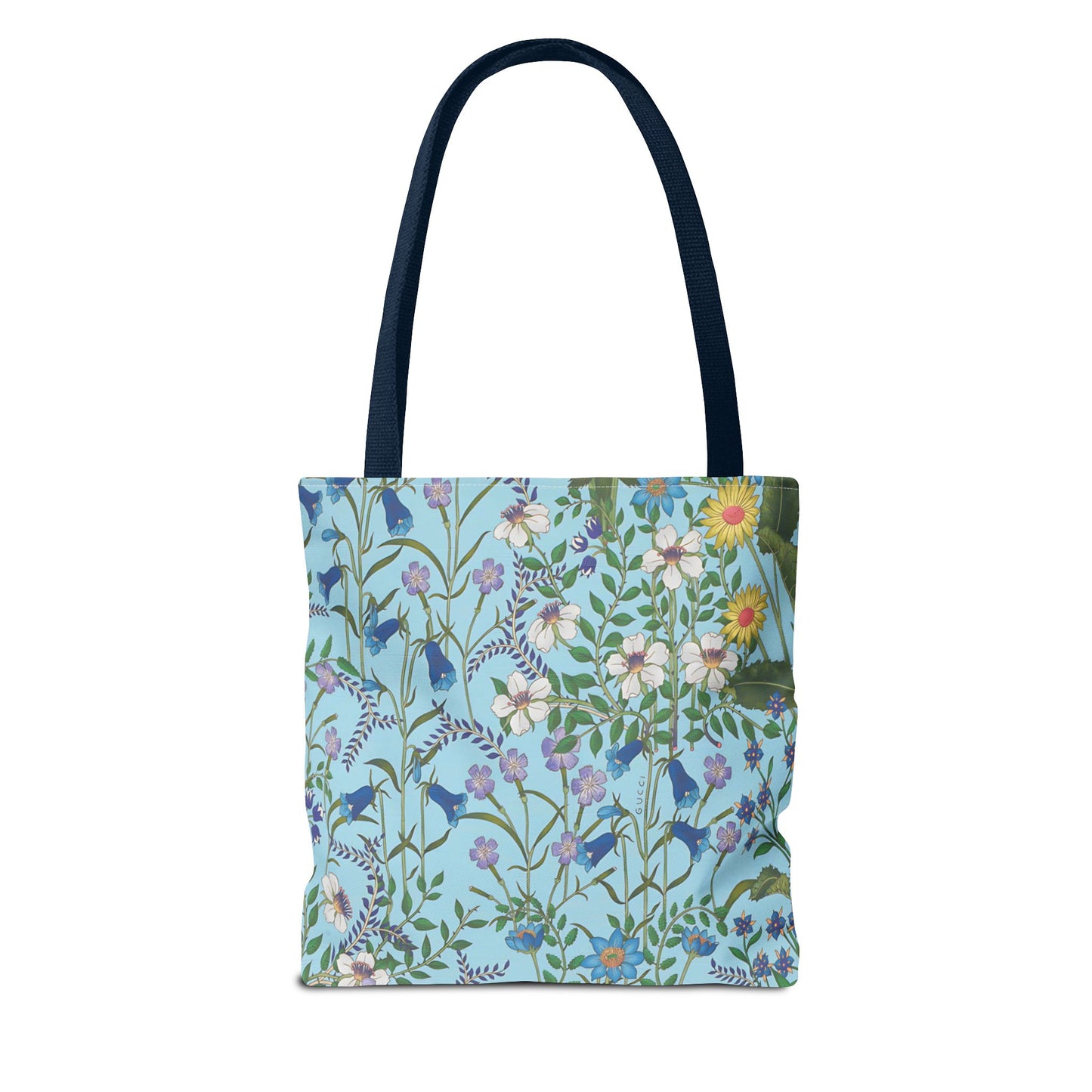 Floral Pattern Tote Bag "Flora Blue" - Vibrant Garden Style for Everyday Use