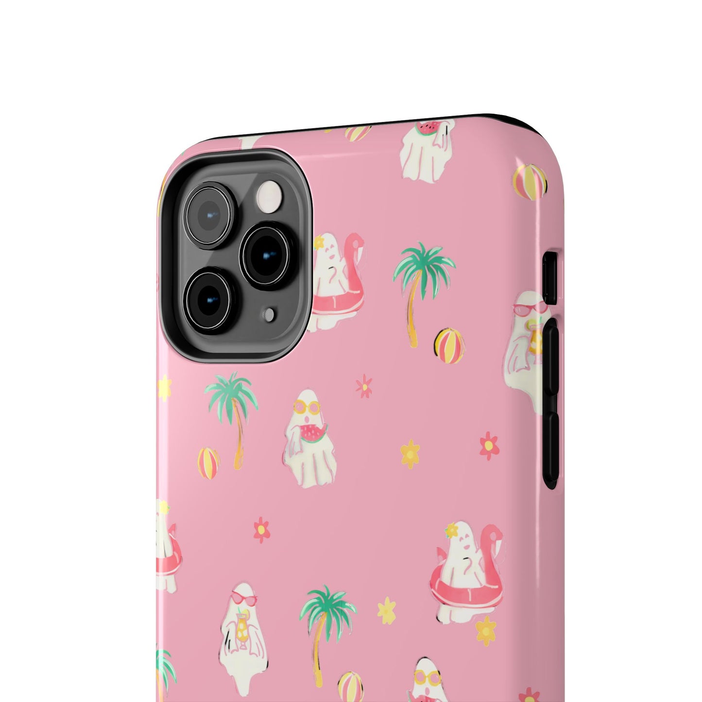 Pink Summerween Phone Cases with Ghosties - Fun Vacation Accessories, Cute Gift for Beach Lovers, Phone Covers, Summer Essentials