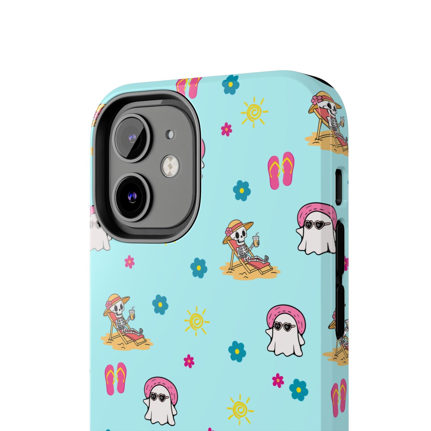 Aqua Summerween Tough Phone Cases, Cute Beach Pattern, Fun Gift for Beach Lovers, Summer Accessories, Protective Phone Cover
