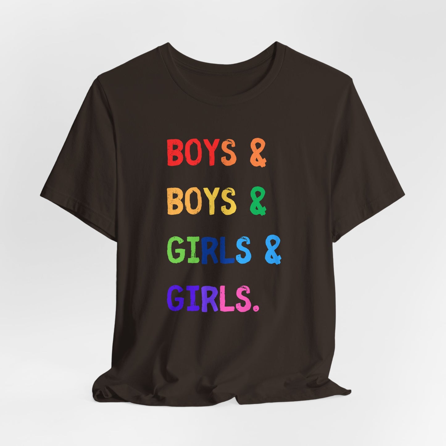 boys & boys & girls & girls - Unisex Rainbow Pride Tee - Celebrate Diversity & Inclusivity, LGBTQ+ Pride Shirt, Gender Neutral Fashion, Everyday Comfort