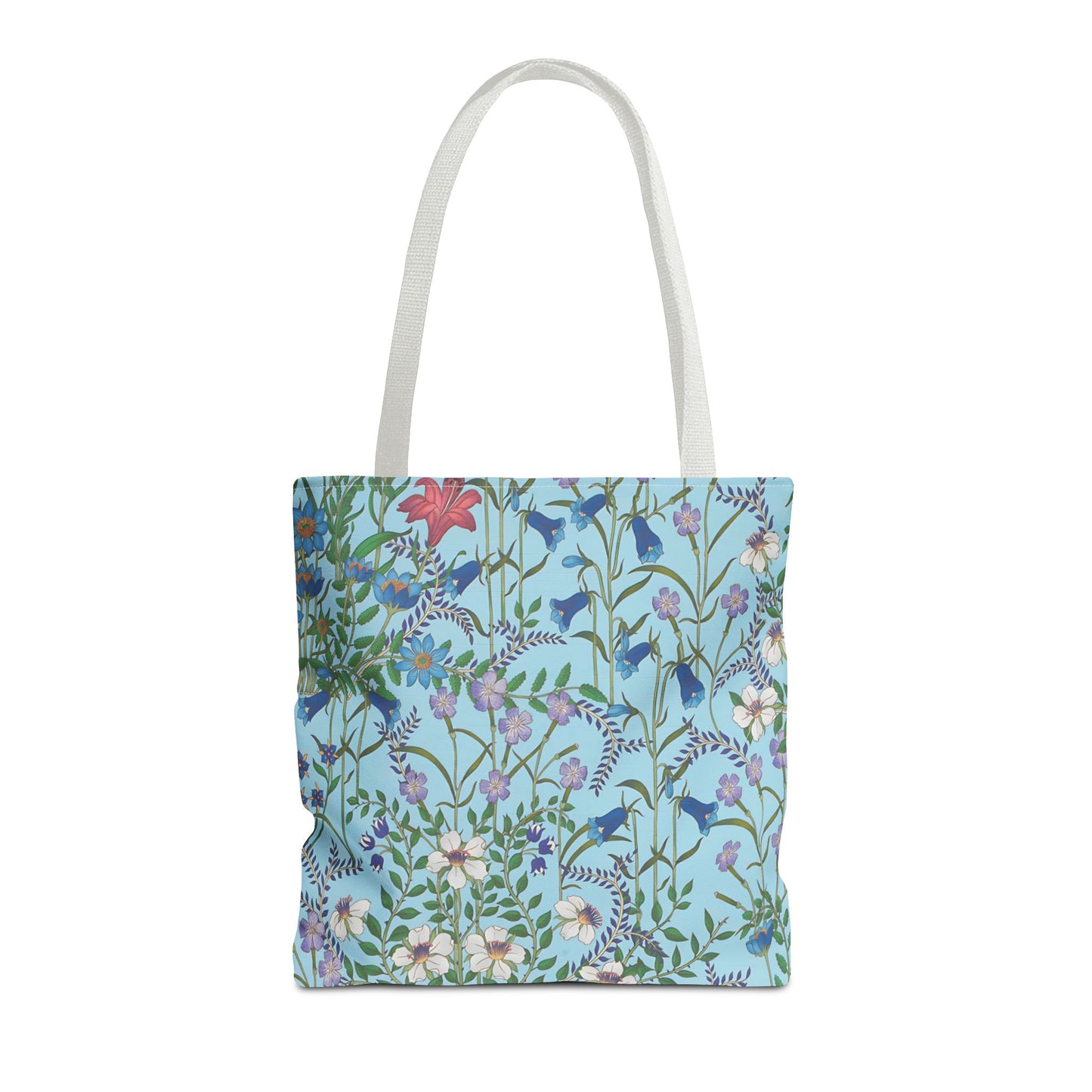 Floral Pattern Tote Bag "Flora Blue" - Vibrant Garden Style for Everyday Use