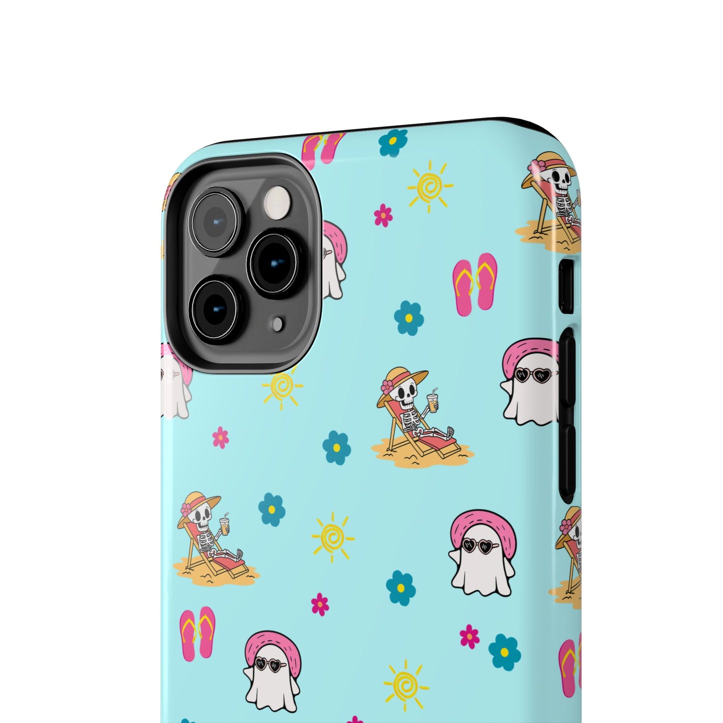Aqua Summerween Tough Phone Cases, Cute Beach Pattern, Fun Gift for Beach Lovers, Summer Accessories, Protective Phone Cover