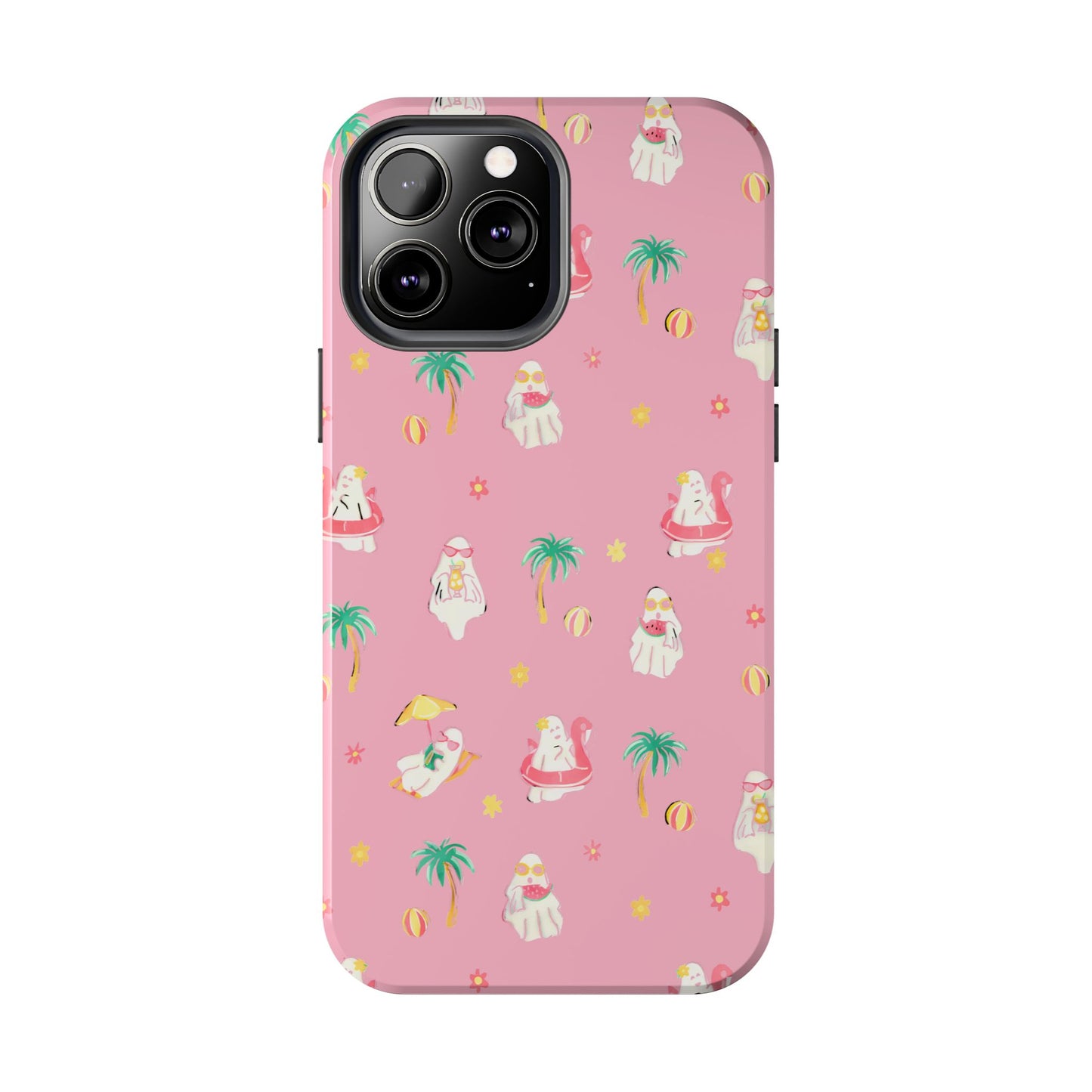 Pink Summerween Phone Cases with Ghosties - Fun Vacation Accessories, Cute Gift for Beach Lovers, Phone Covers, Summer Essentials