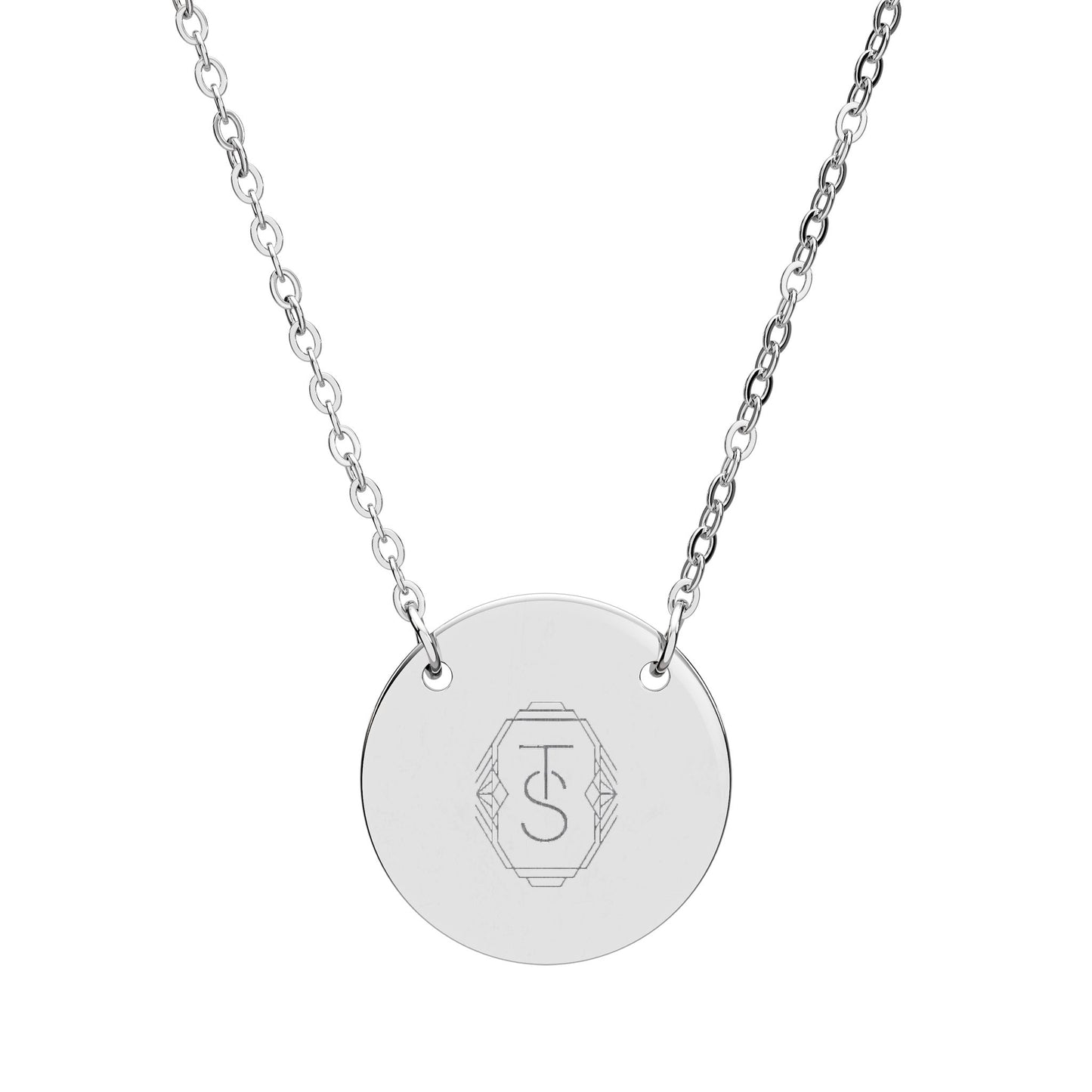 TS Engraved Circle Necklace