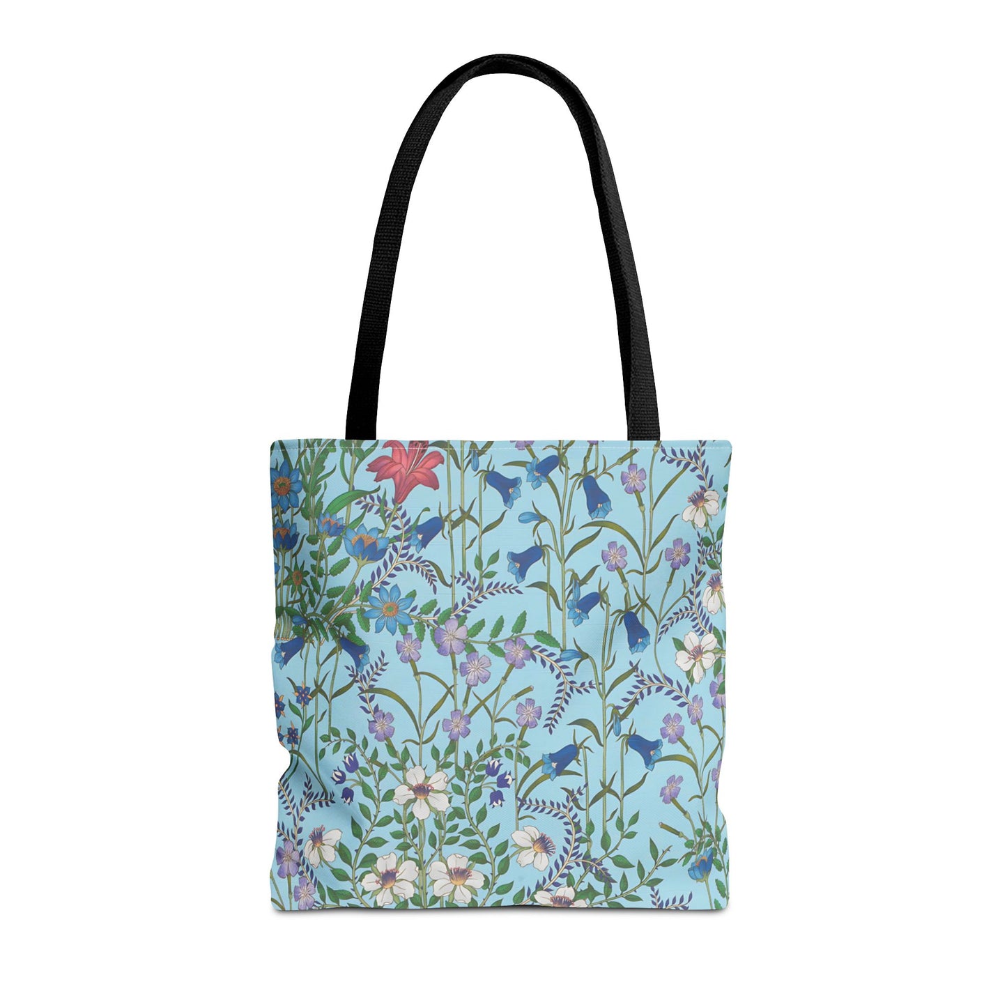 Floral Pattern Tote Bag "Flora Blue" - Vibrant Garden Style for Everyday Use