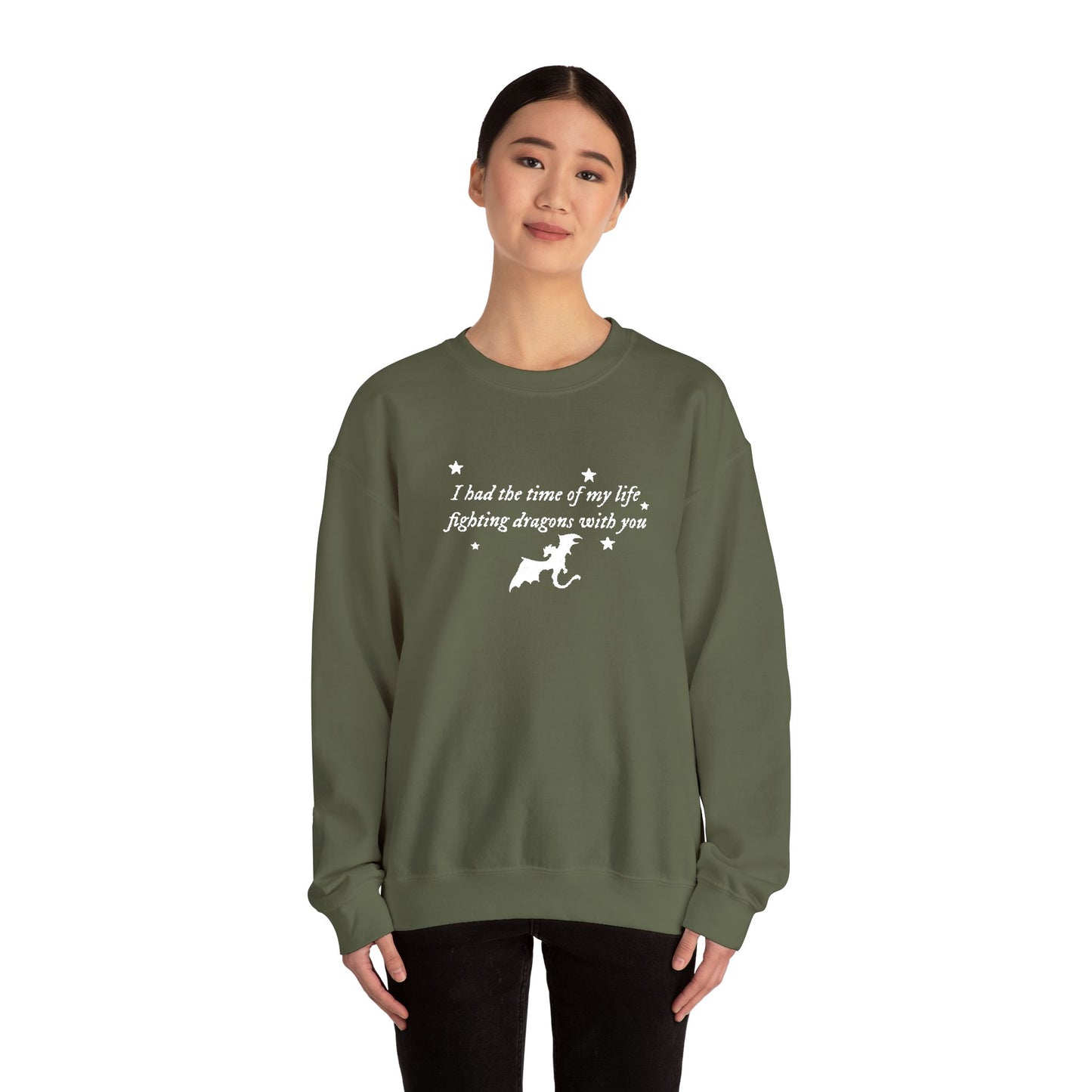 Embroidered Crewneck Sweatshirt — fighting dragons with you