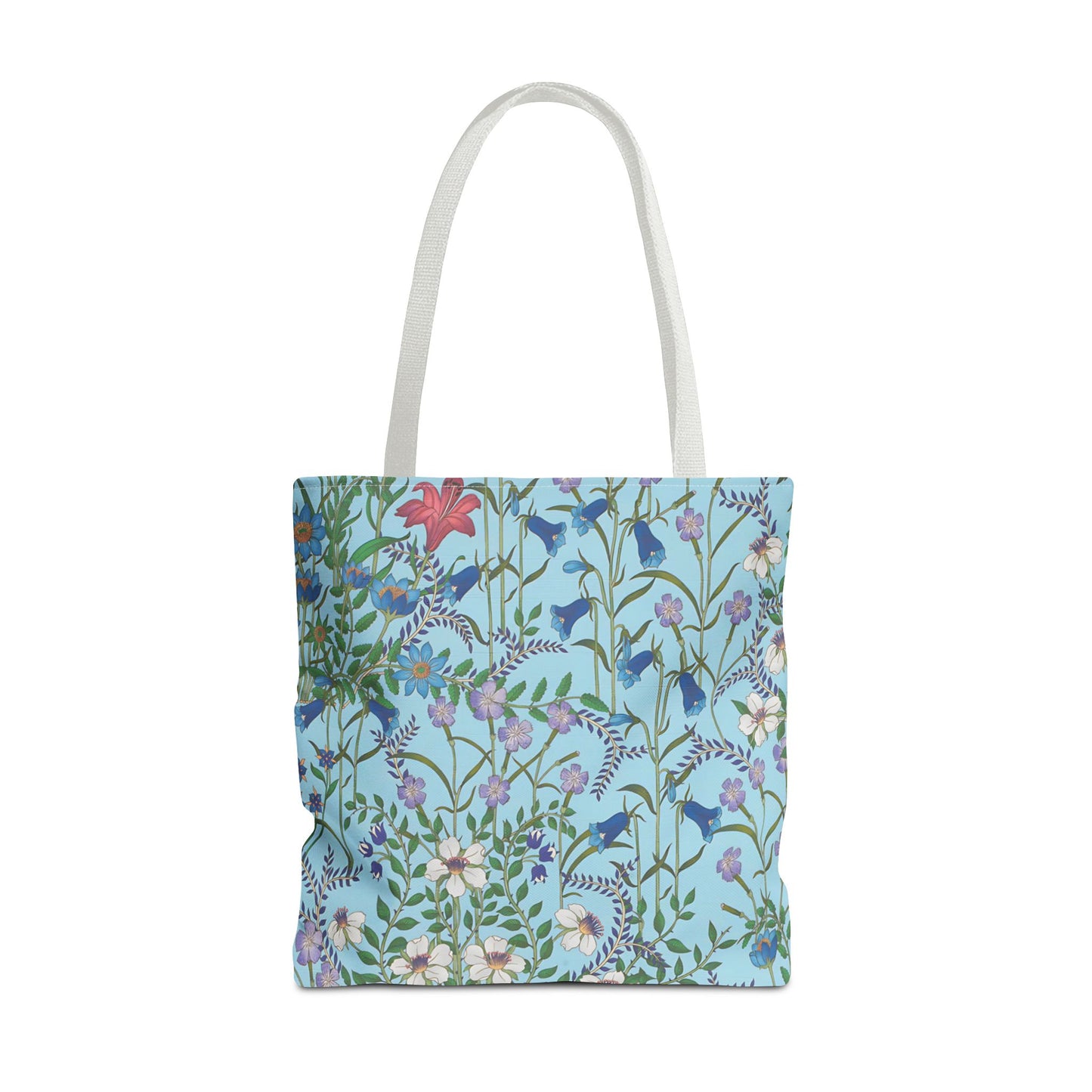 Floral Pattern Tote Bag "Flora Blue" - Vibrant Garden Style for Everyday Use