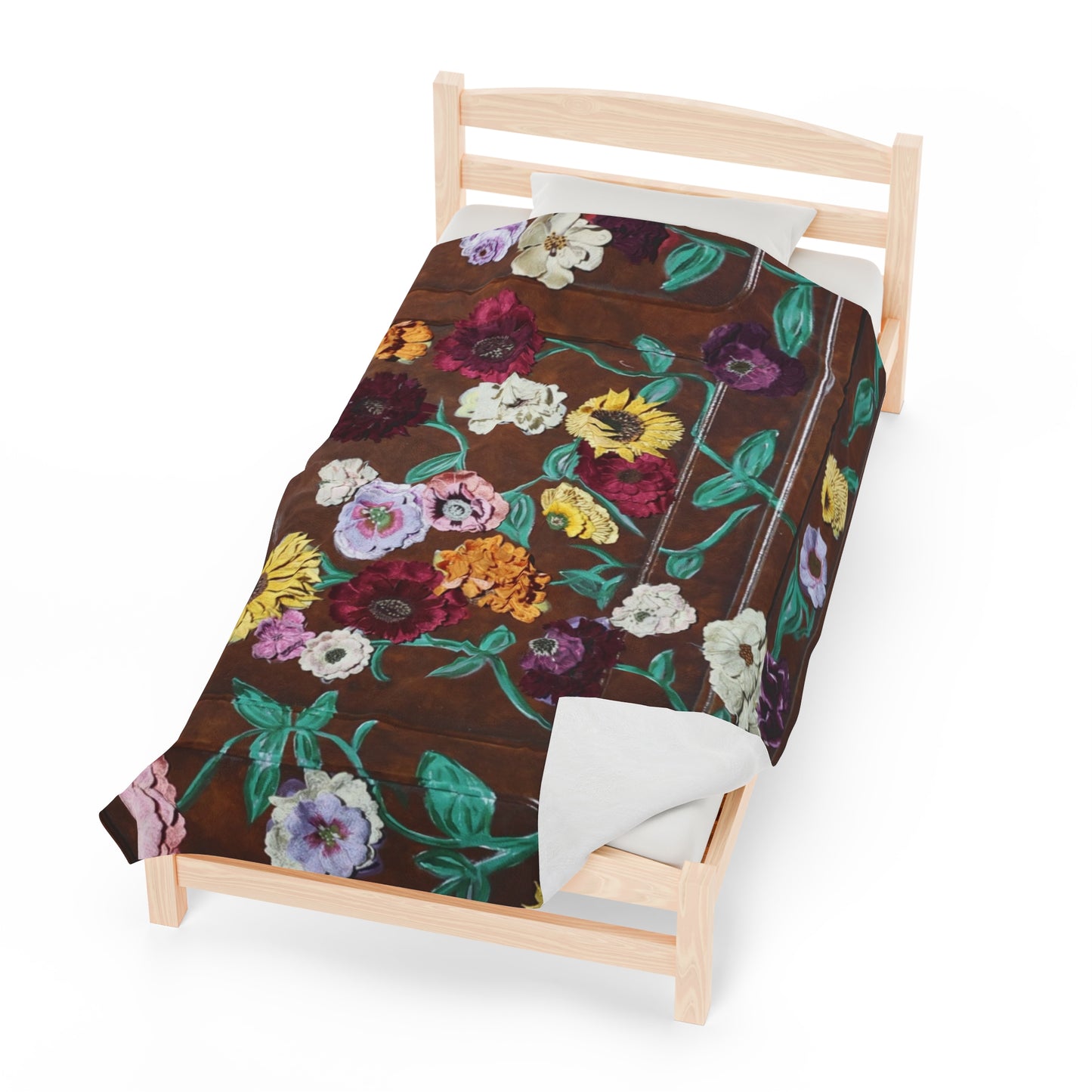 Surprise Song Floral Piano - Lightweight Velveteen Plush Blanket