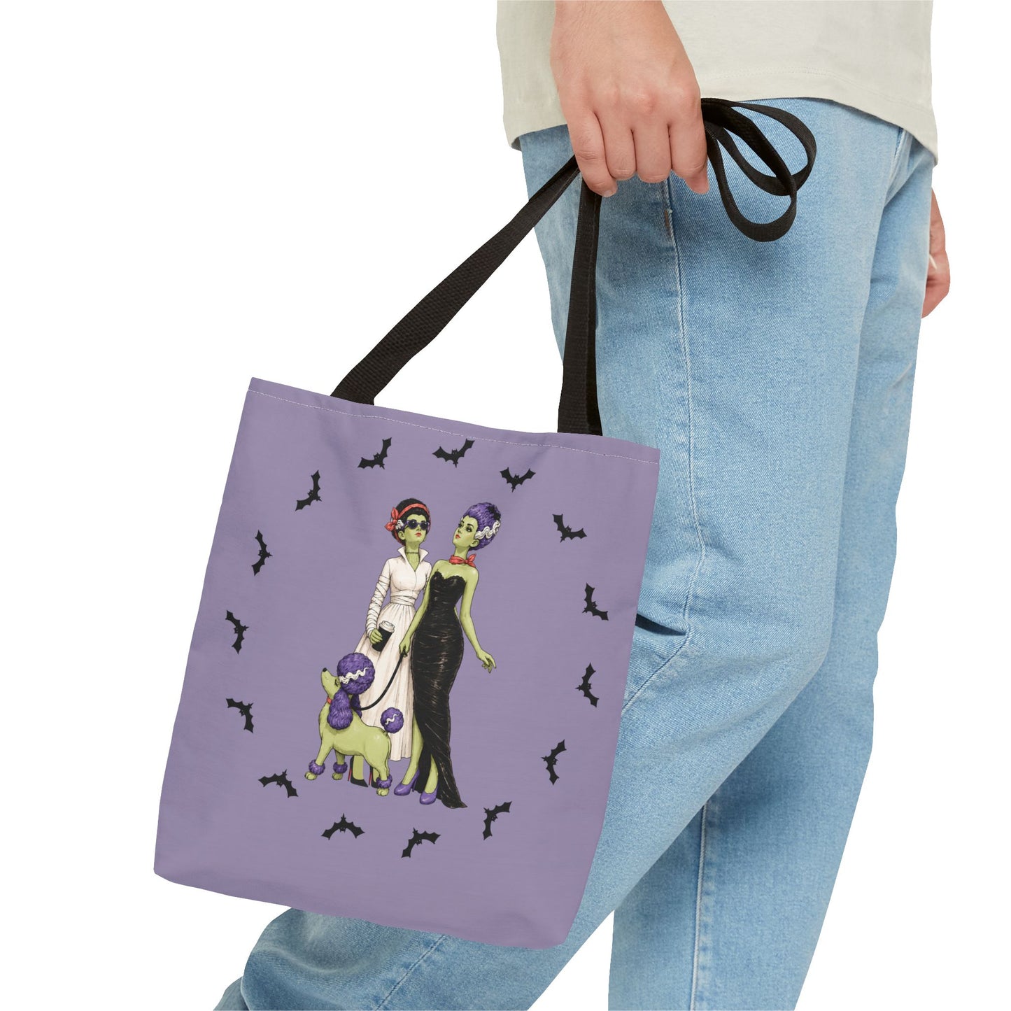 Gothic Brides Tote Bag — Retro Monster Dog Walk Design