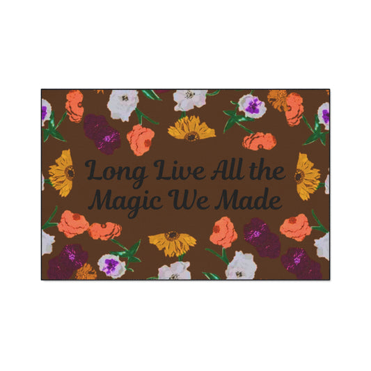 Floral "Long Live" Indoor Heavy Duty Floor Mat