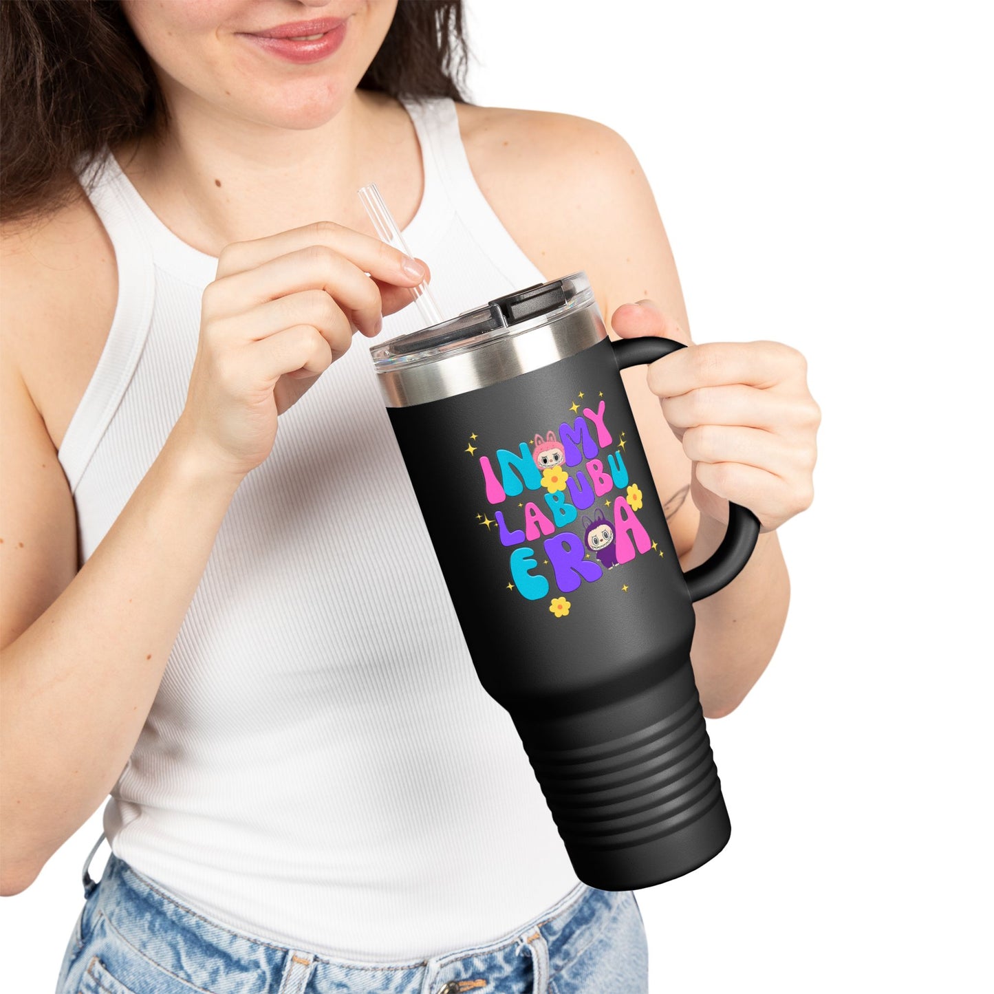 Colorful Character Insulated Travel Mug, 40oz – Fun Travel Cup, Gifts for Kids & Adults, Summer Adventure, Beverage Container, Cute Drinkware