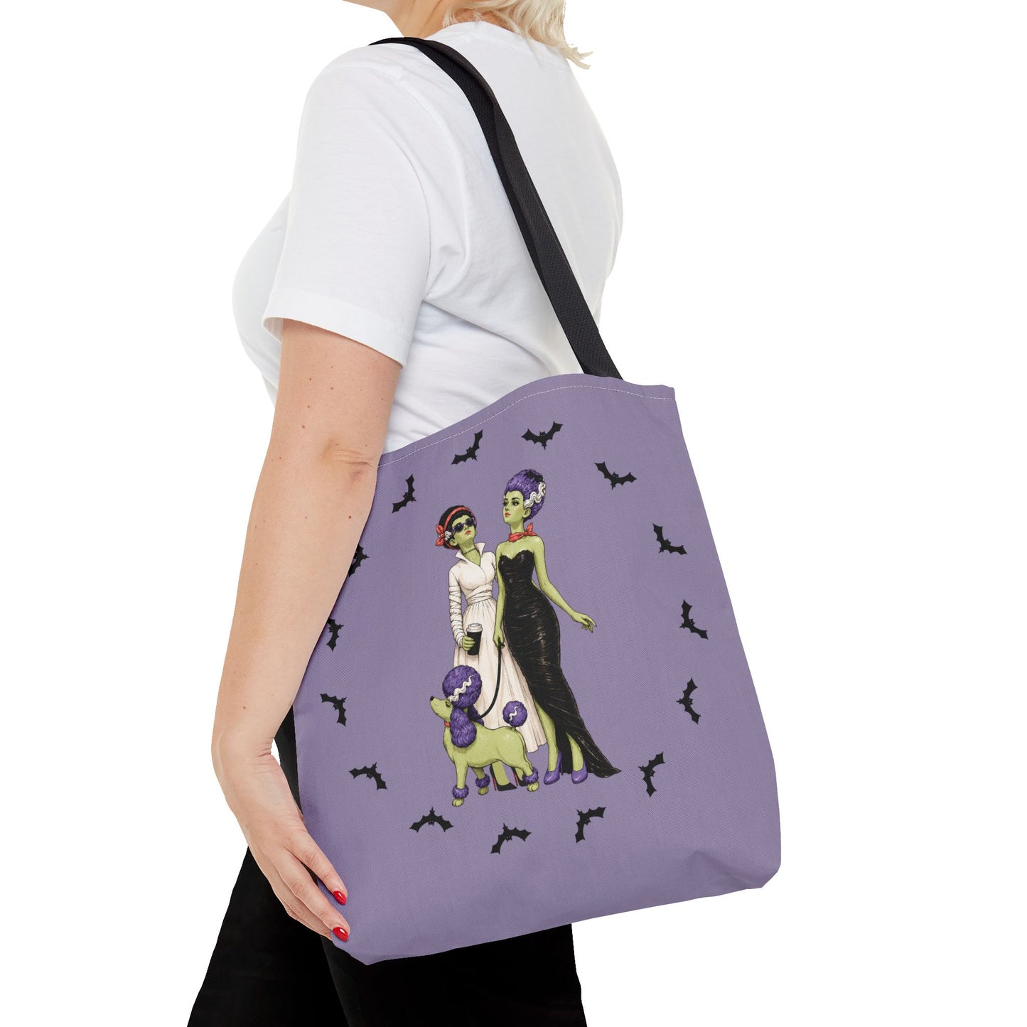 Gothic Brides Tote Bag — Retro Monster Dog Walk Design
