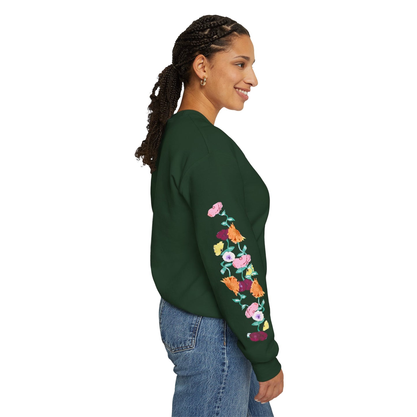 Acoustic Piano Floral Sleeve Crewneck Sweatshirt