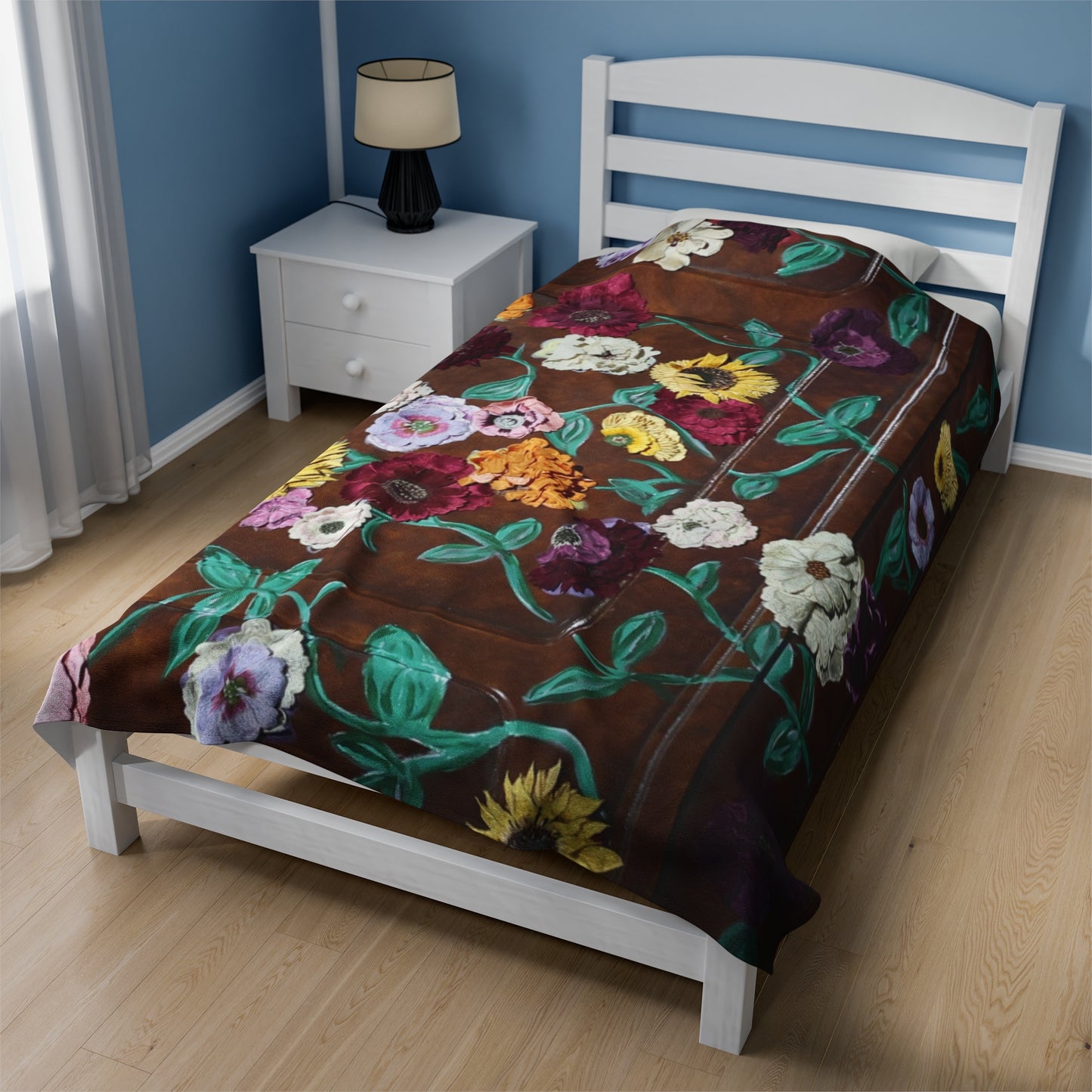 Surprise Song Floral Piano - Lightweight Velveteen Plush Blanket