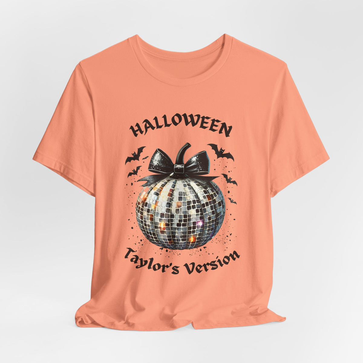 Halloween - TV - Black Disco Ball Pumpkin - Bats - Swiftie Halloween - Unisex Jersey Short Sleeve Tee