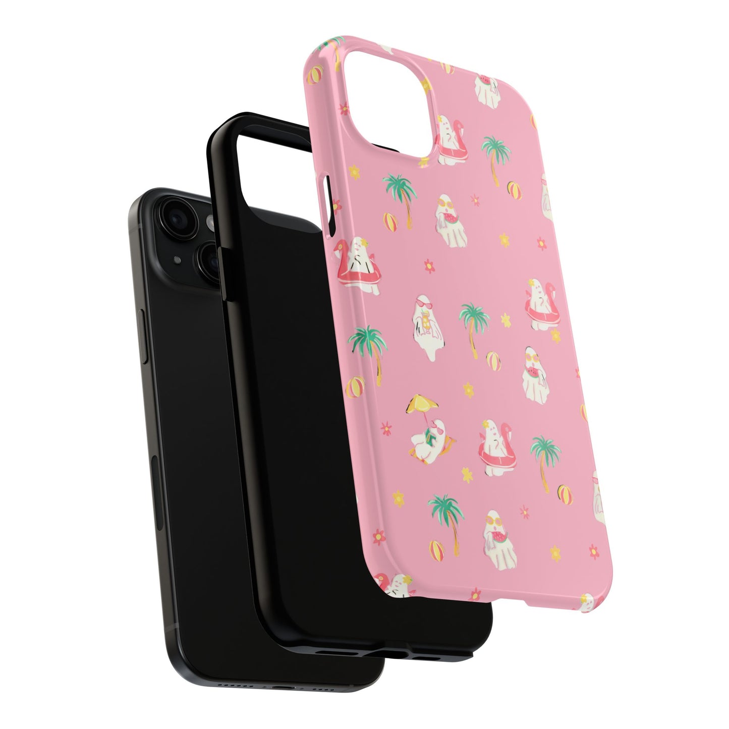 Pink Summerween Phone Cases with Ghosties - Fun Vacation Accessories, Cute Gift for Beach Lovers, Phone Covers, Summer Essentials