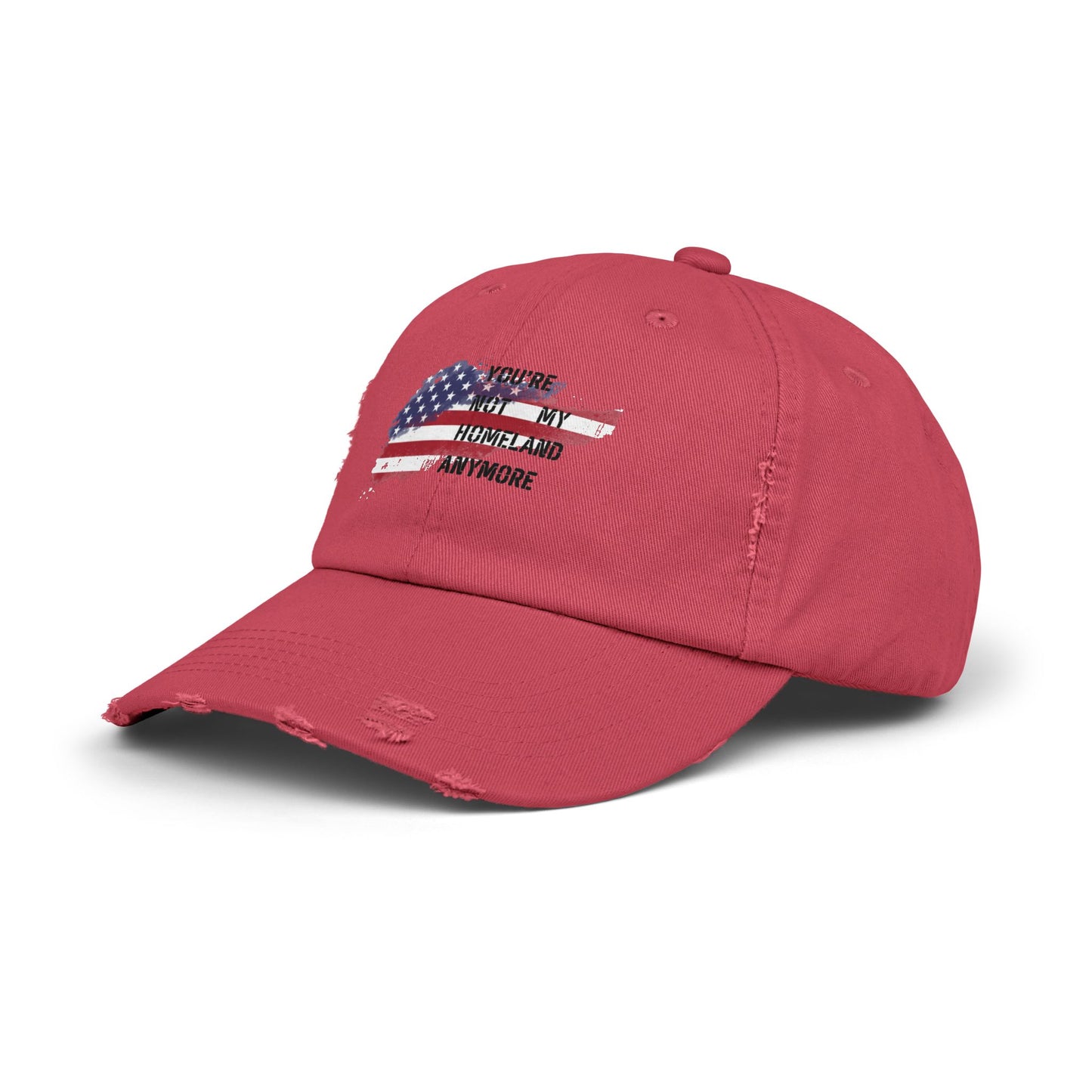 Not My Homeland Anymore Unisex Distressed Cap with American Flag Design, Casual Wear, Perfect for Protesting Events, Outdoor Adventures