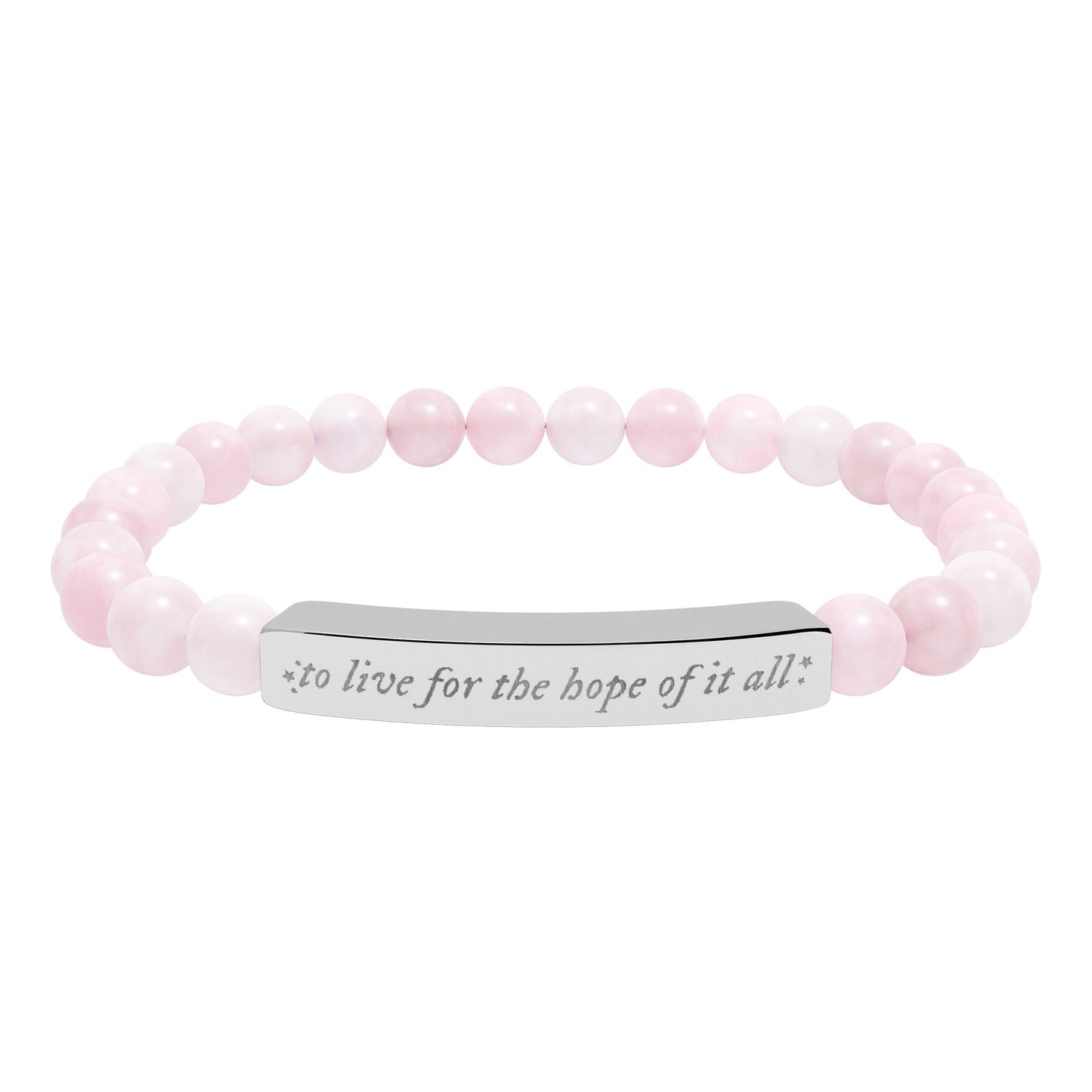 For the hope of it all - Engraved Natural Stone Bar Bracelet — Inspirational Beaded Stretch Bracelet