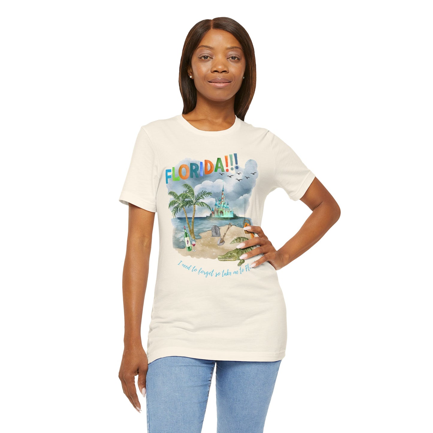 FLORIDA!!! Watercolor Print - Unisex Jersey Short Sleeve Tee