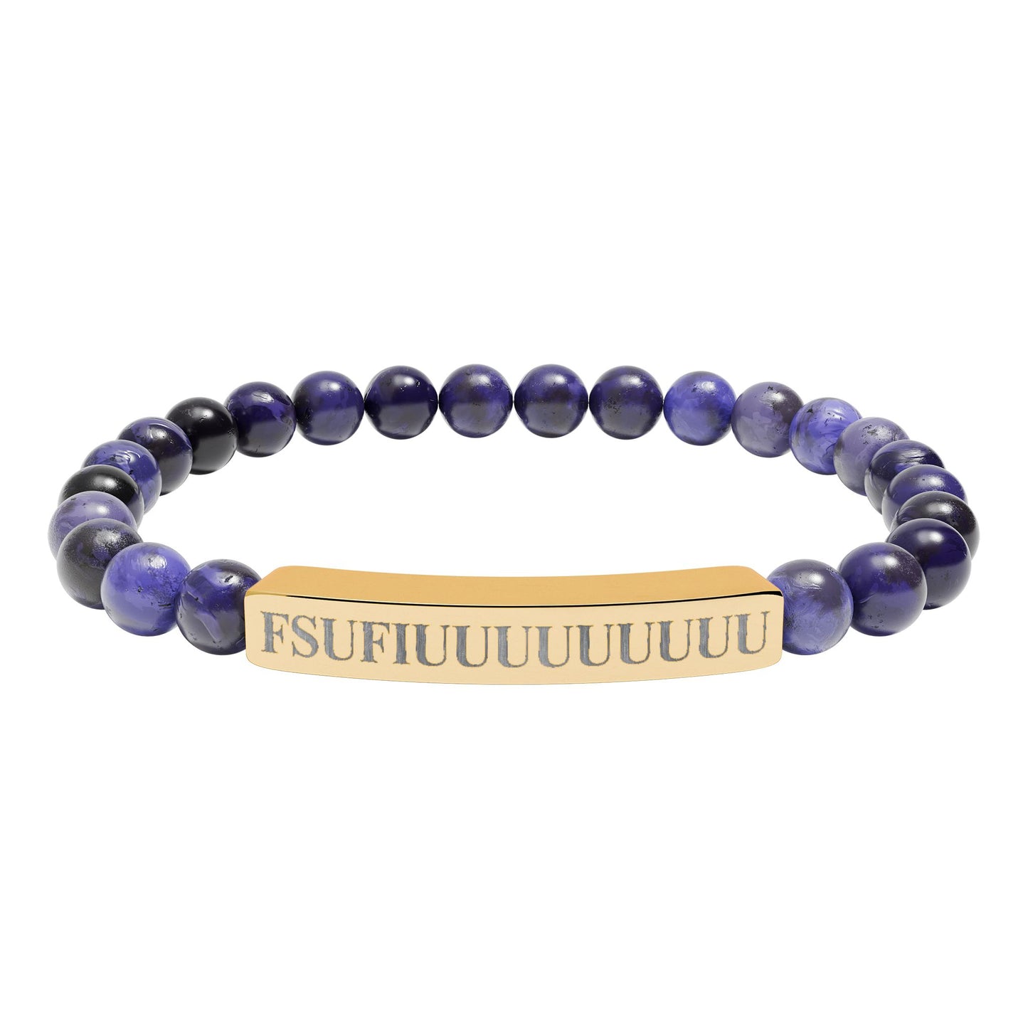 Engraved Natural Stone Stretch Bracelet —FSUFIUUUUUUUUU