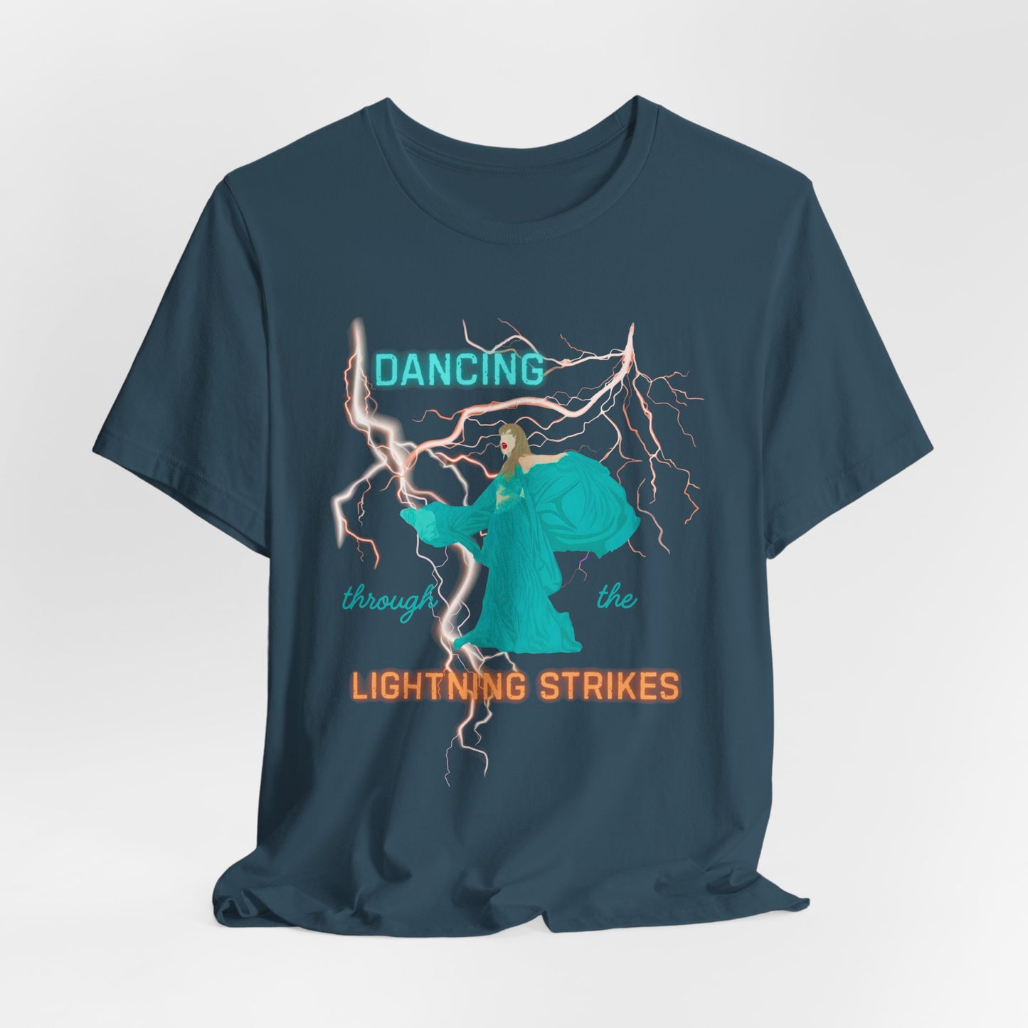 Dancing Through the Lightning Strikes Tee, Unisex Graphic T-Shirt for Music Lovers, Concert Attire, Festival Wear, Unique Gift