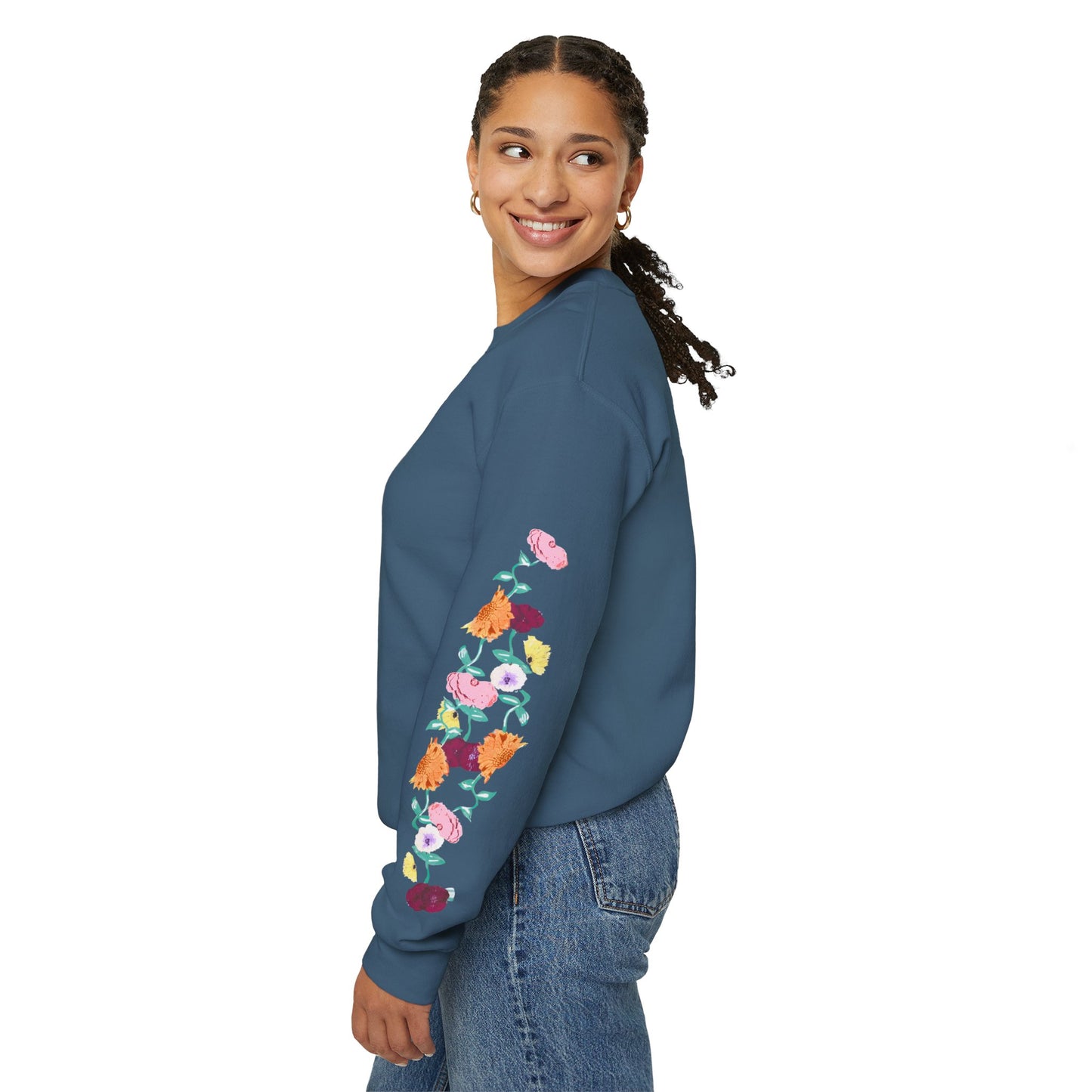 Acoustic Piano Floral Sleeve Crewneck Sweatshirt